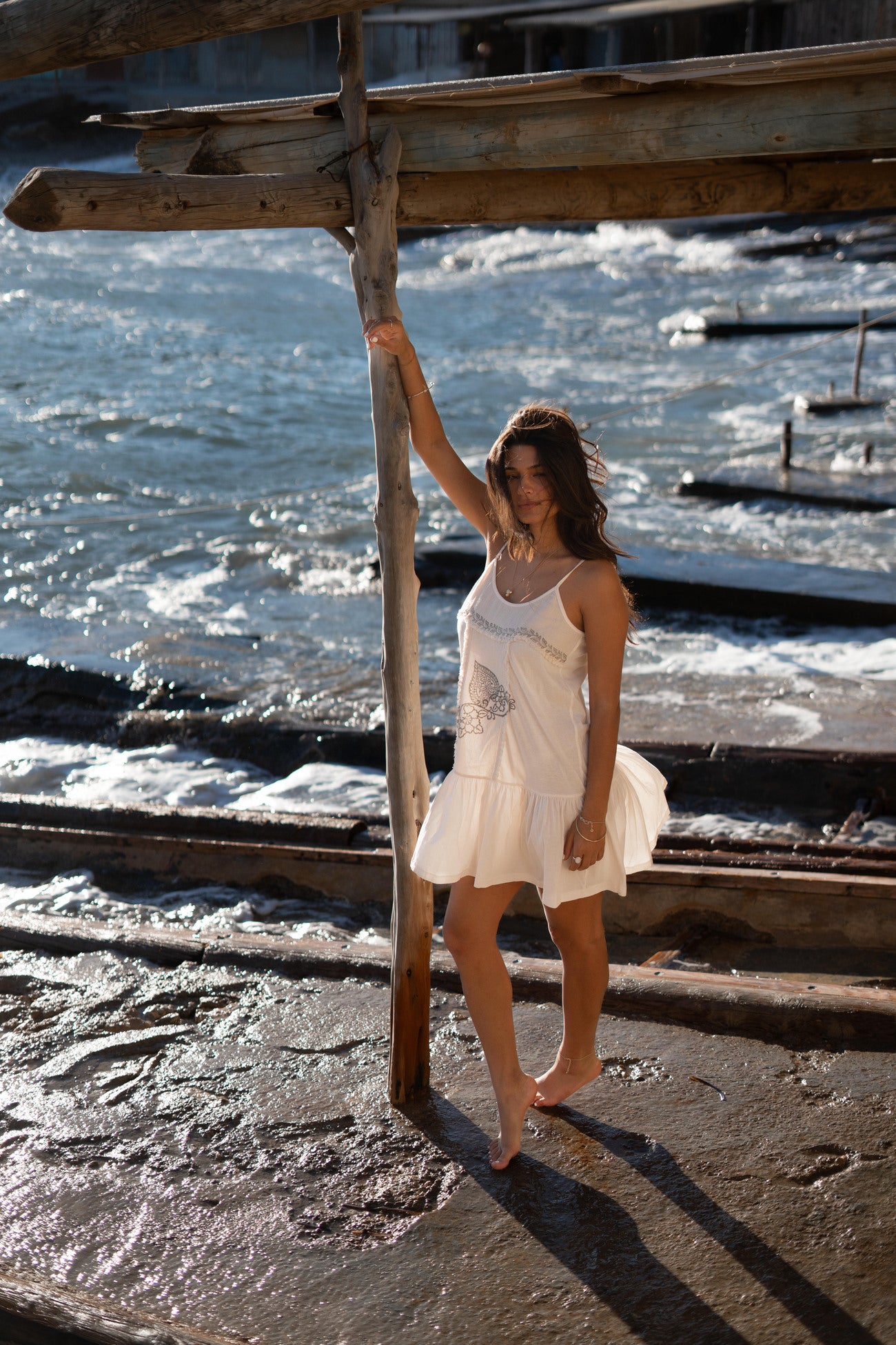 Bohemian jurk in white van ibzmode, Brands of Ibiza