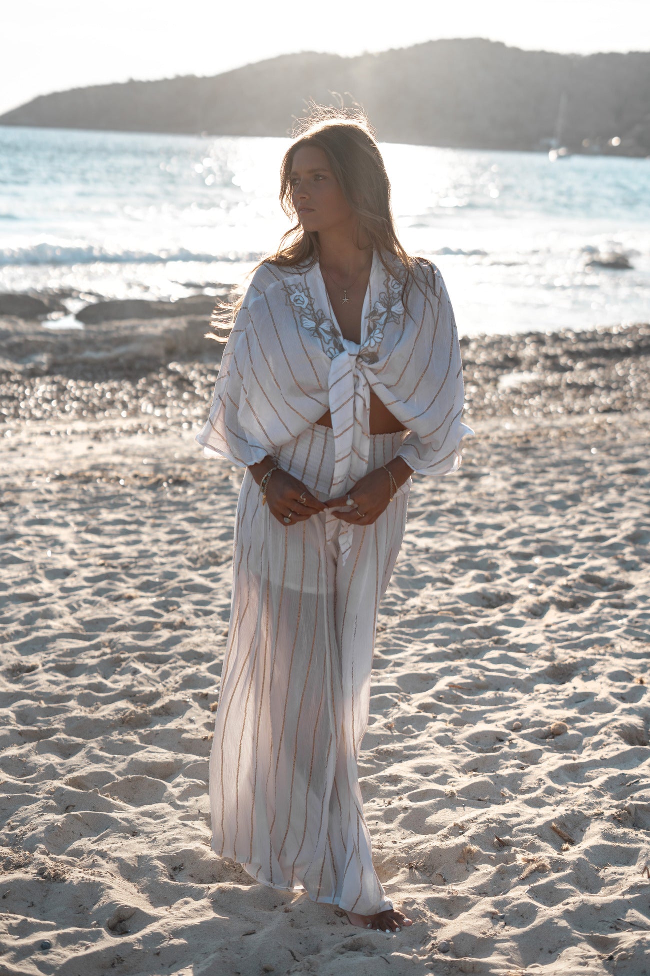 Bohemian kimono in white van ibzmode, Brands of Ibiza