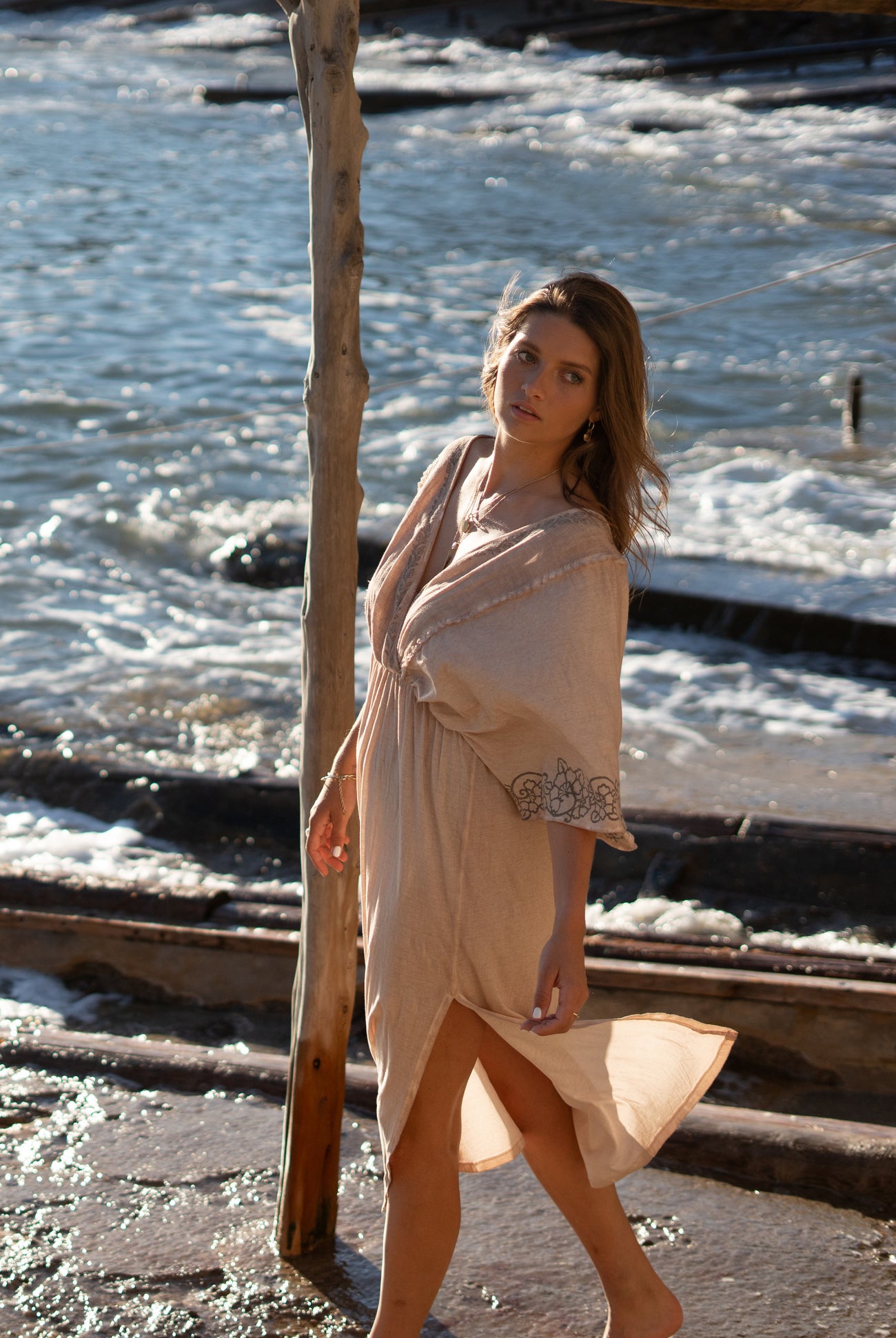 Bohemian jurk in sand van ibzmode, Brands of Ibiza