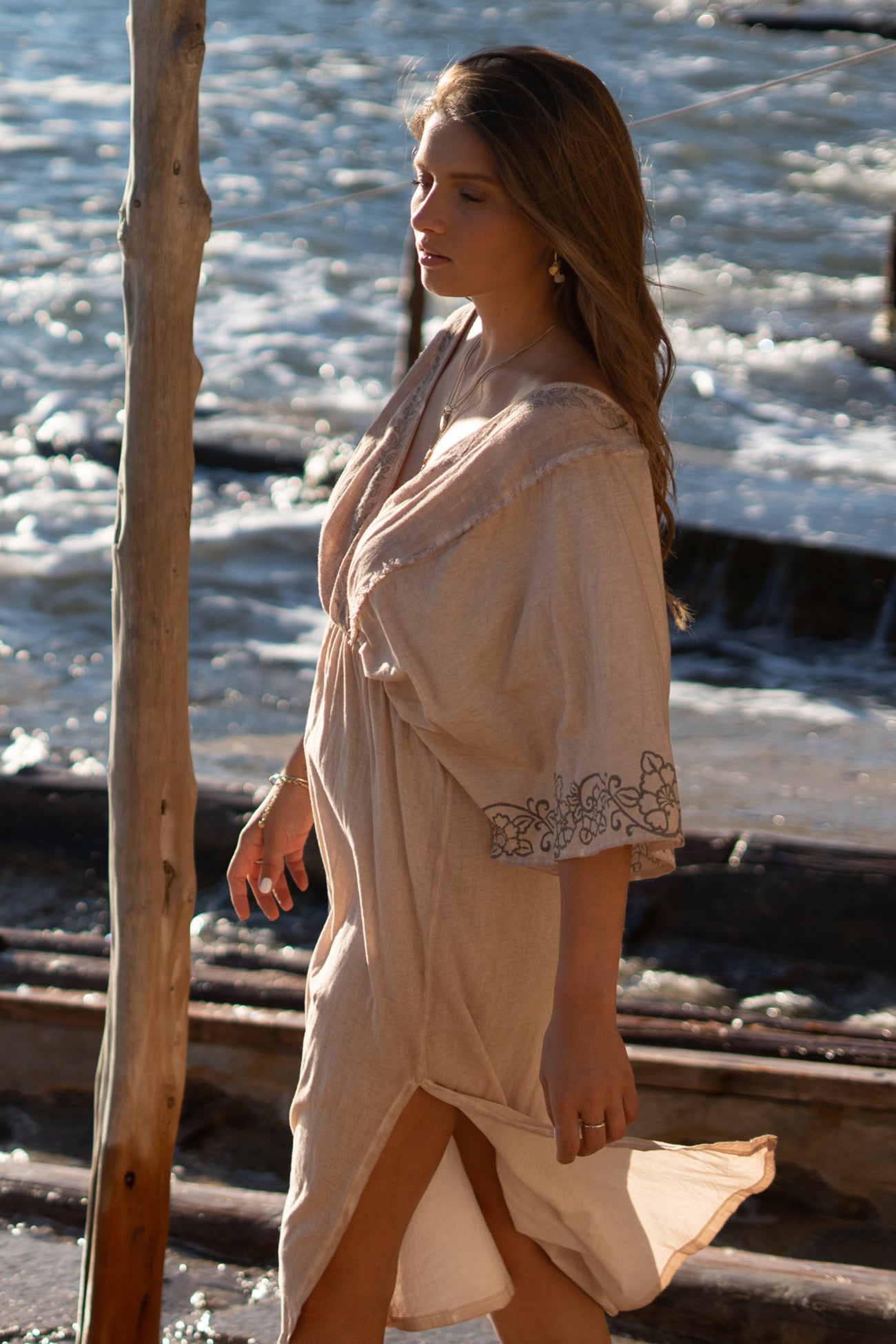 Bohemian jurk in sand van ibzmode, Brands of Ibiza