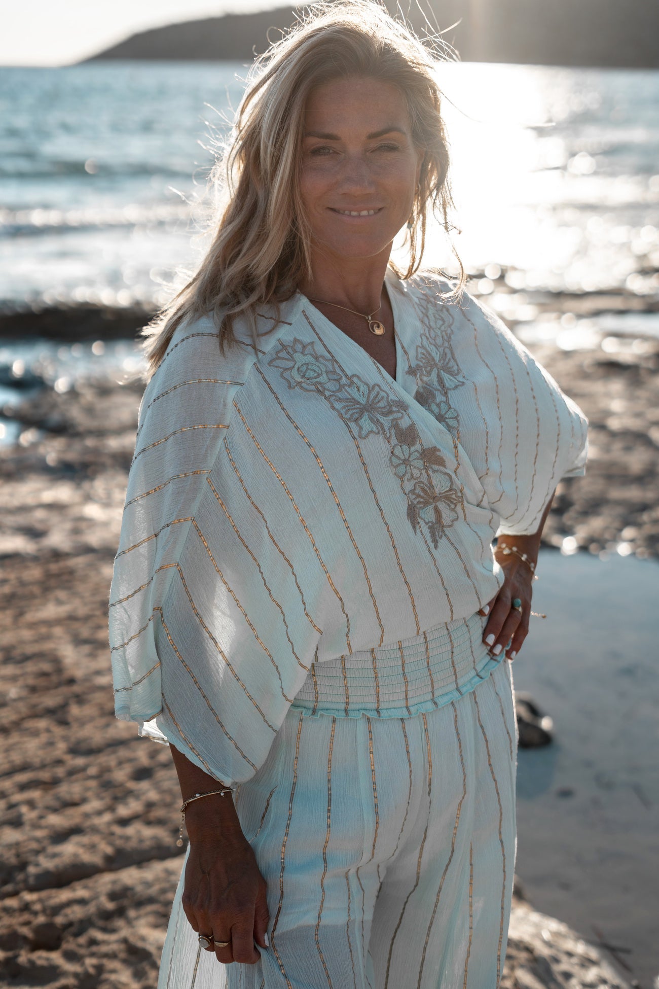 Bohemian kimono in mint van ibzmode, Brands of Ibiza