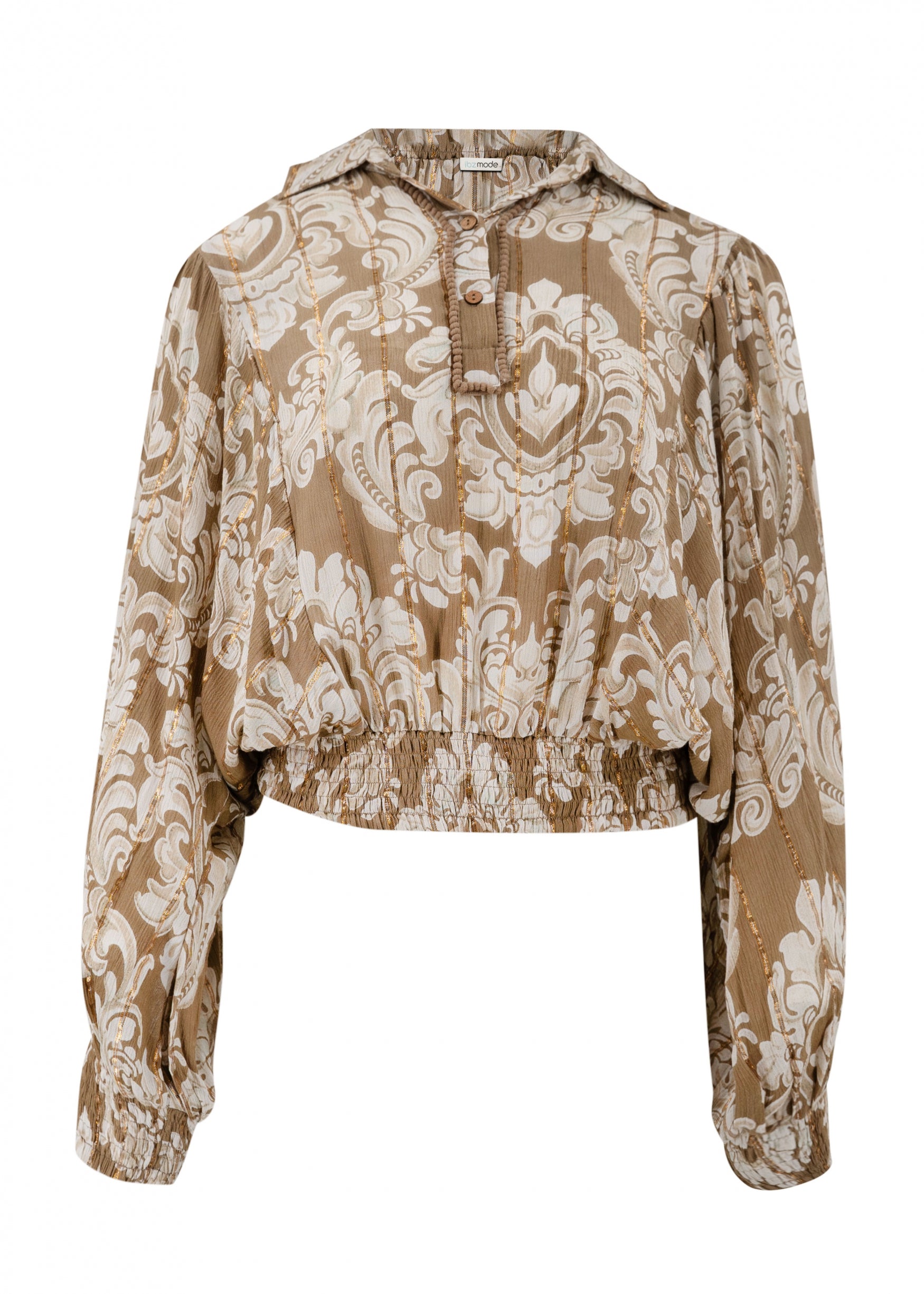 Bohemian blouse in taupe van ibzmode, Brands of Ibiza
