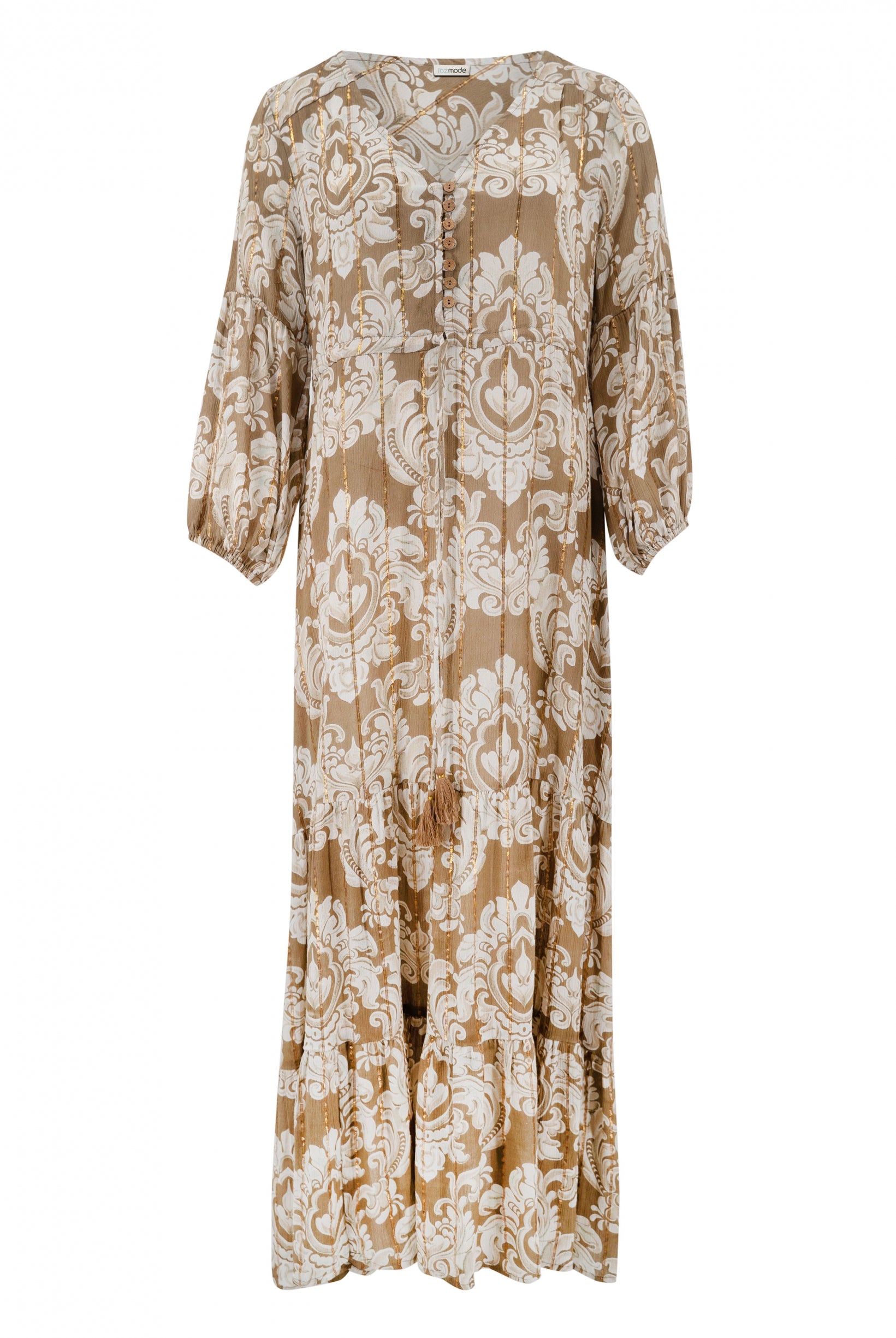 Bohemian jurk in taupe van ibzmode, Brands of Ibiza