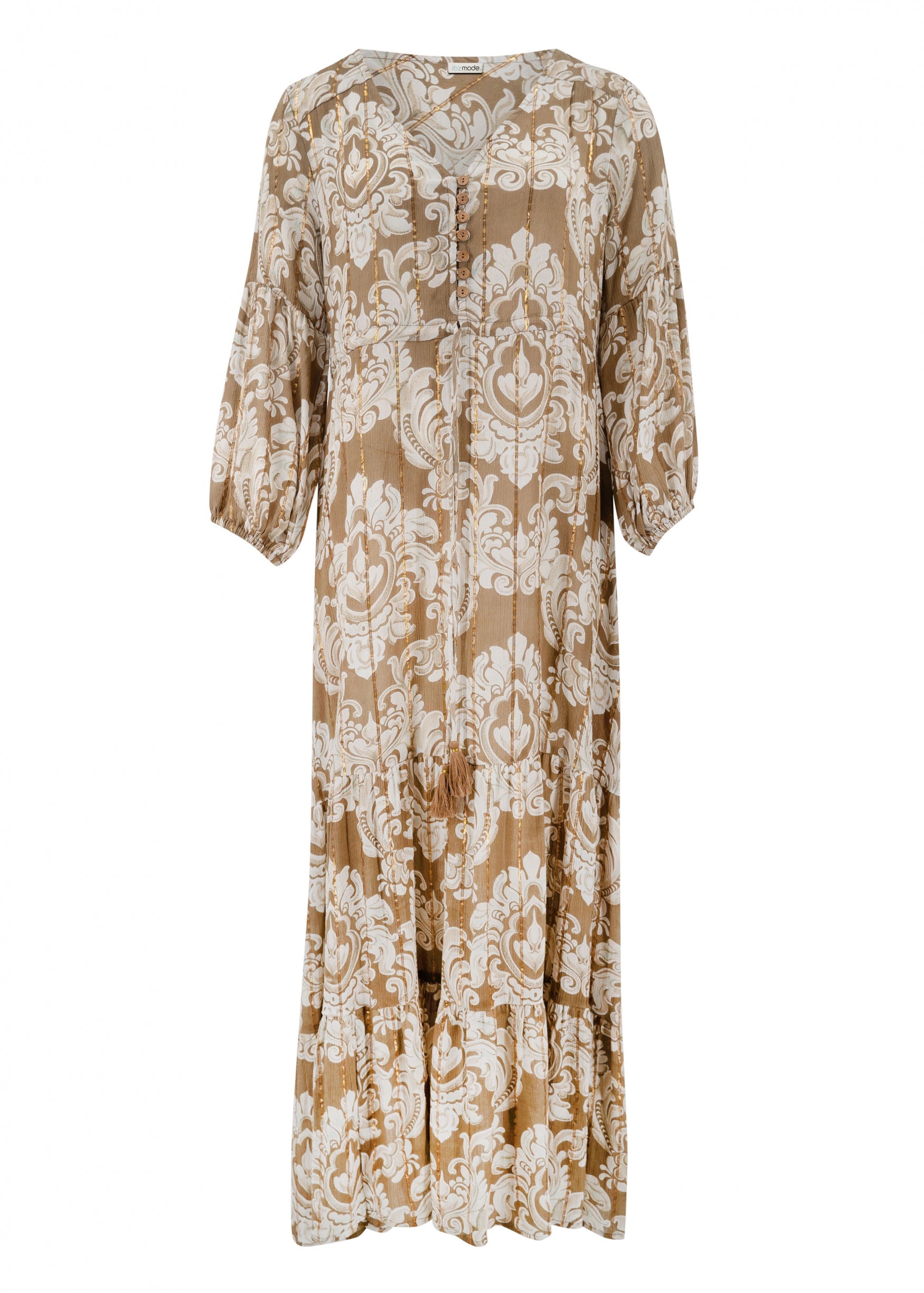 Bohemian jurk in taupe van ibzmode, Brands of Ibiza