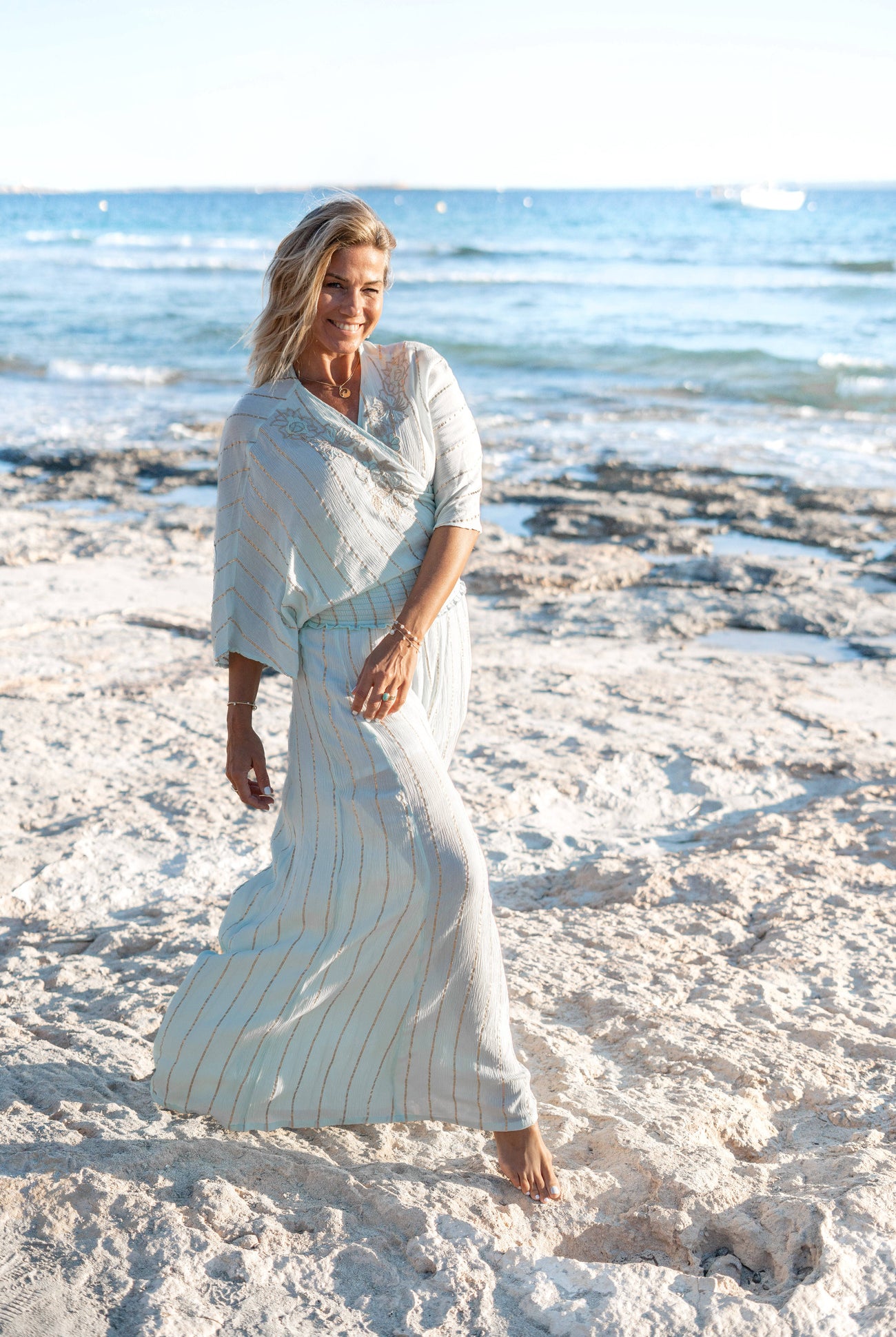 Bohemian kimono in mint van ibzmode, Brands of Ibiza