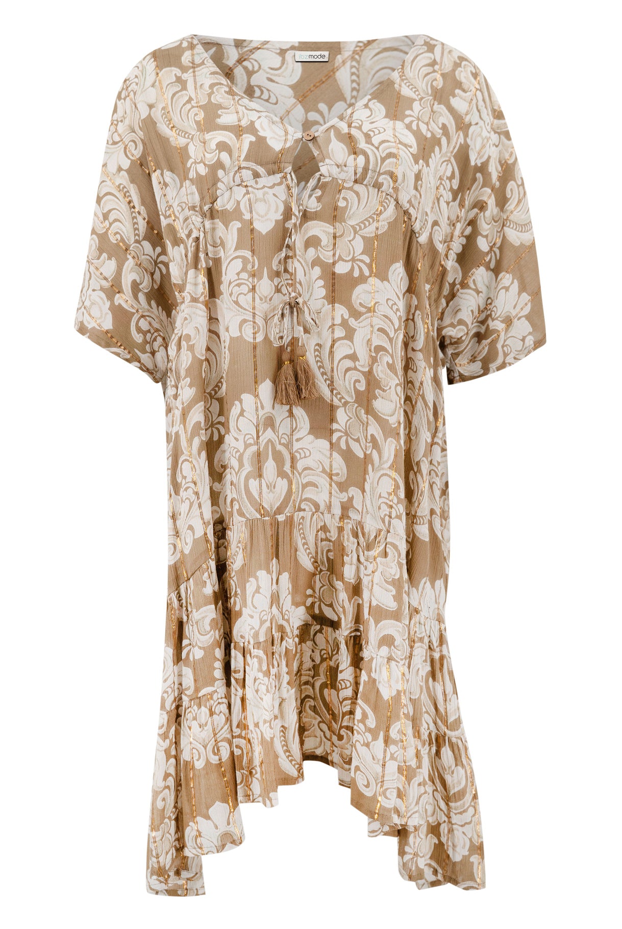 Bohemian jurk in taupe van ibzmode, Brands of Ibiza