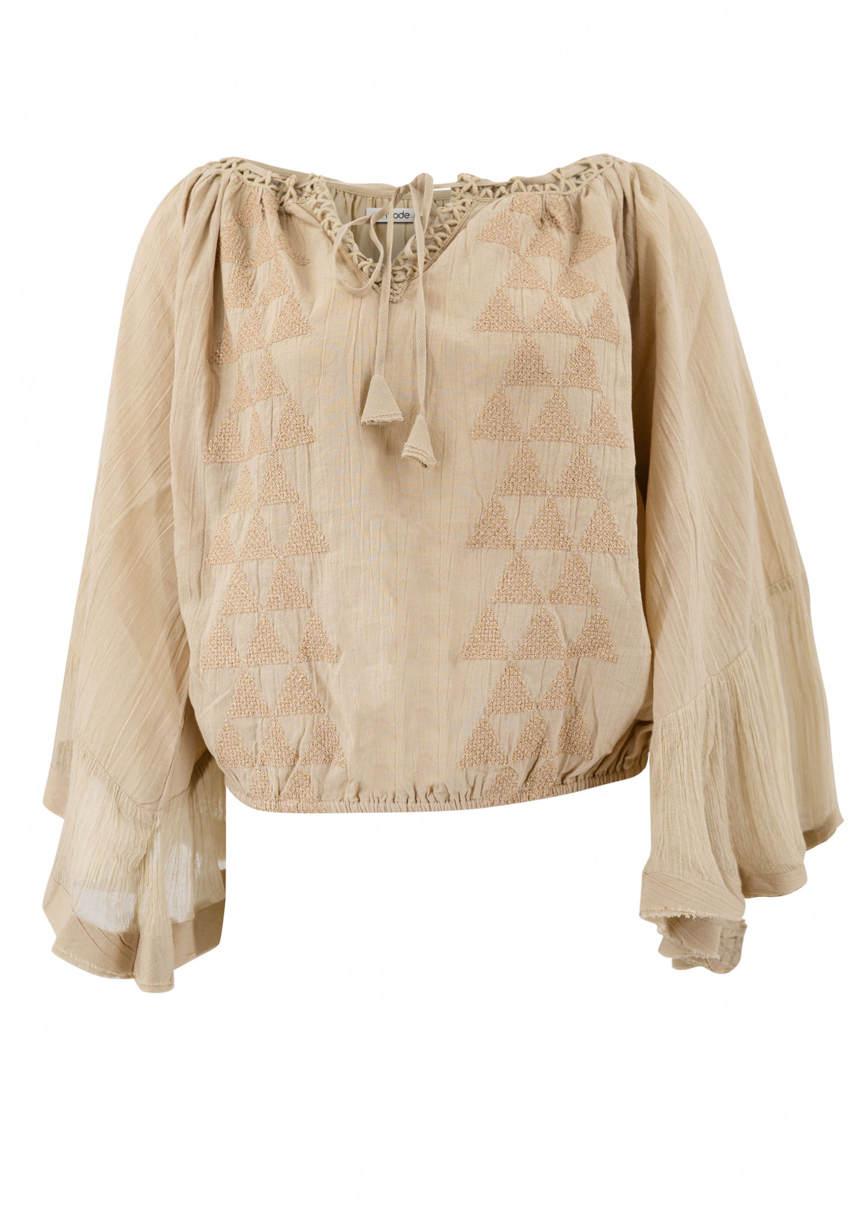 Bohemian blouse in sand van ibzmode, Brands of Ibiza