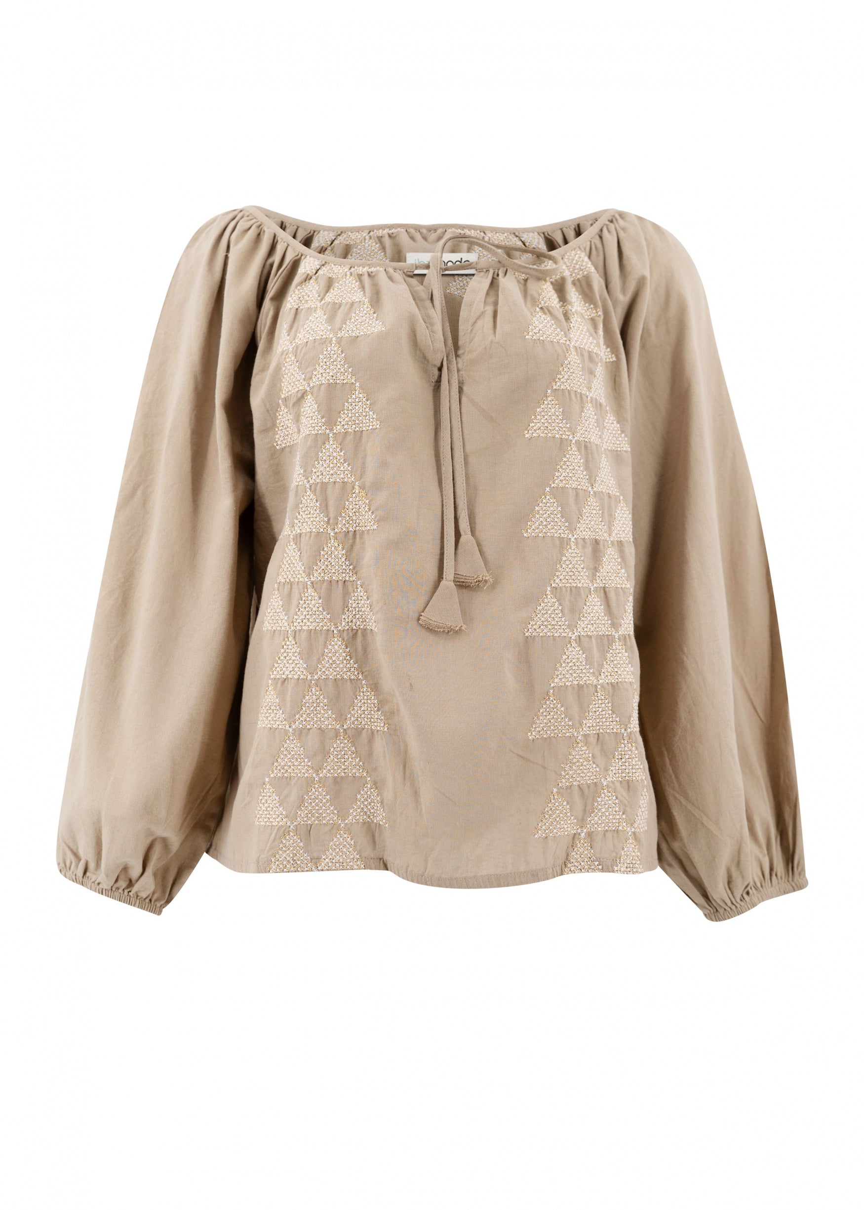 Bohemian blouse in taupe van ibzmode, Brands of Ibiza