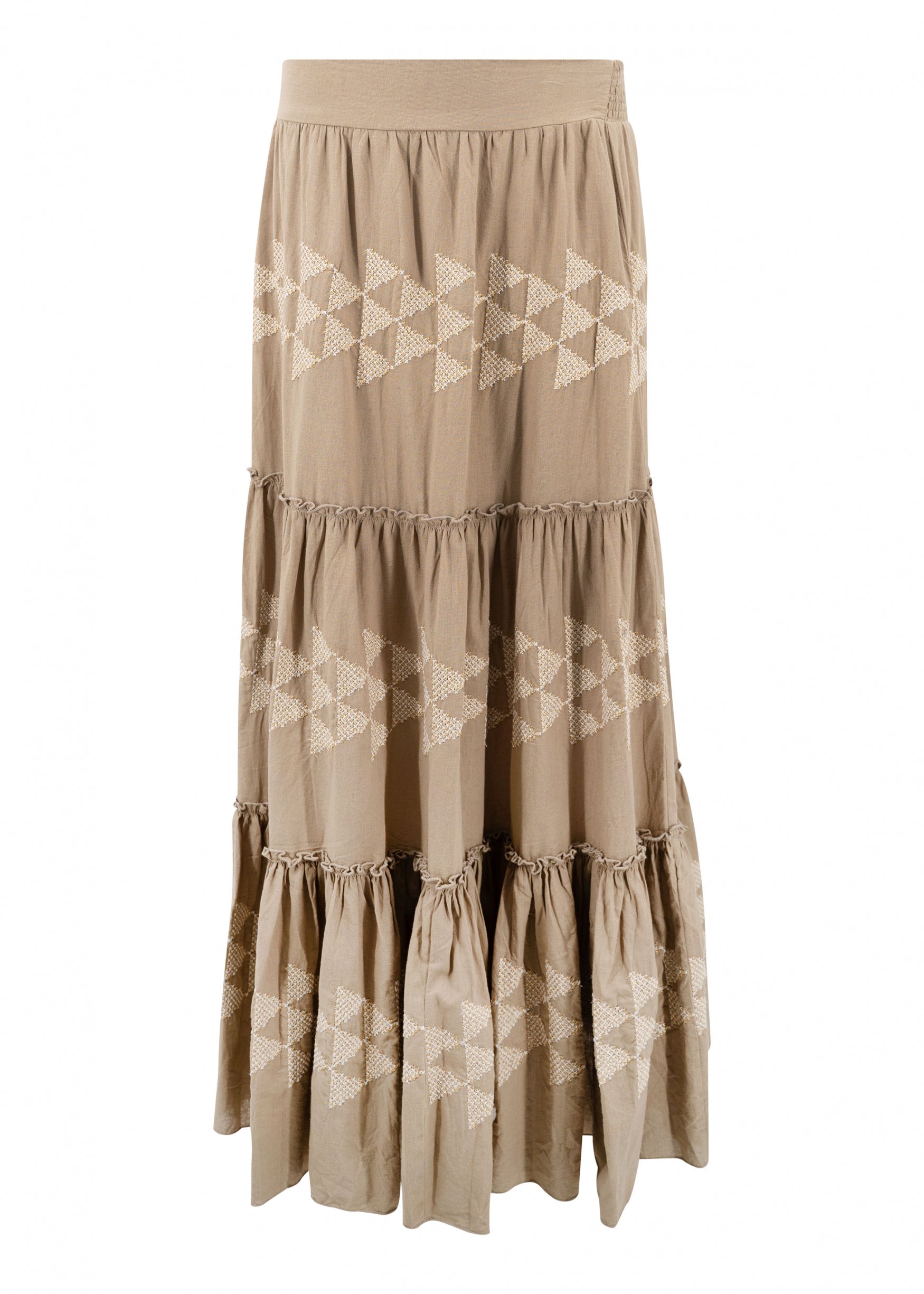 Bohemian rok in taupe van ibzmode, Brands of Ibiza