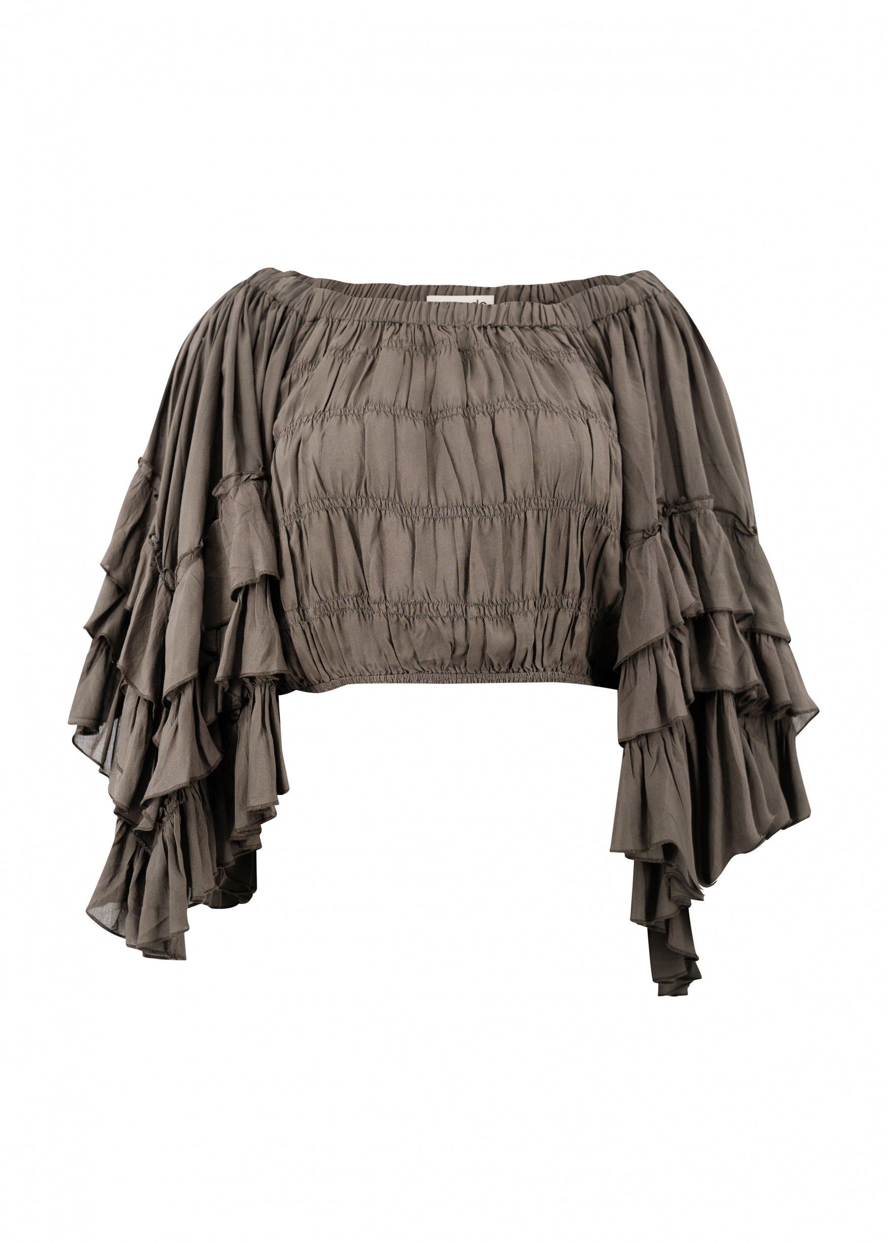 Bohemian top in dark taupe van ibzmode, Brands of Ibiza