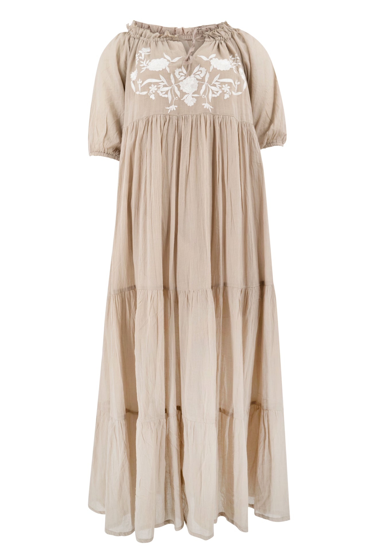 Bohemian jurk in light taupe van ibzmode, Brands of Ibiza