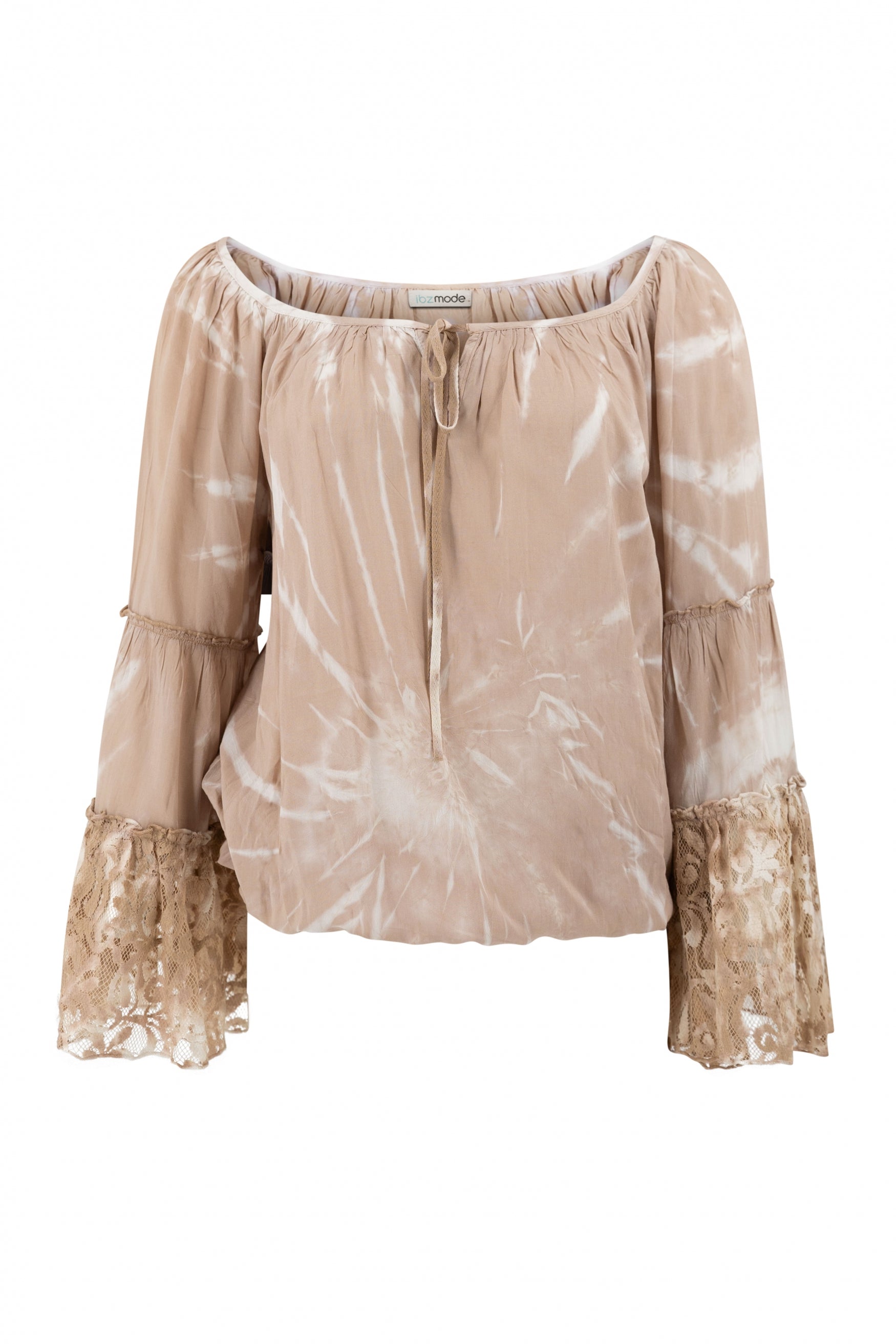 Bohemian blouse in taupe van ibzmode, Brands of Ibiza