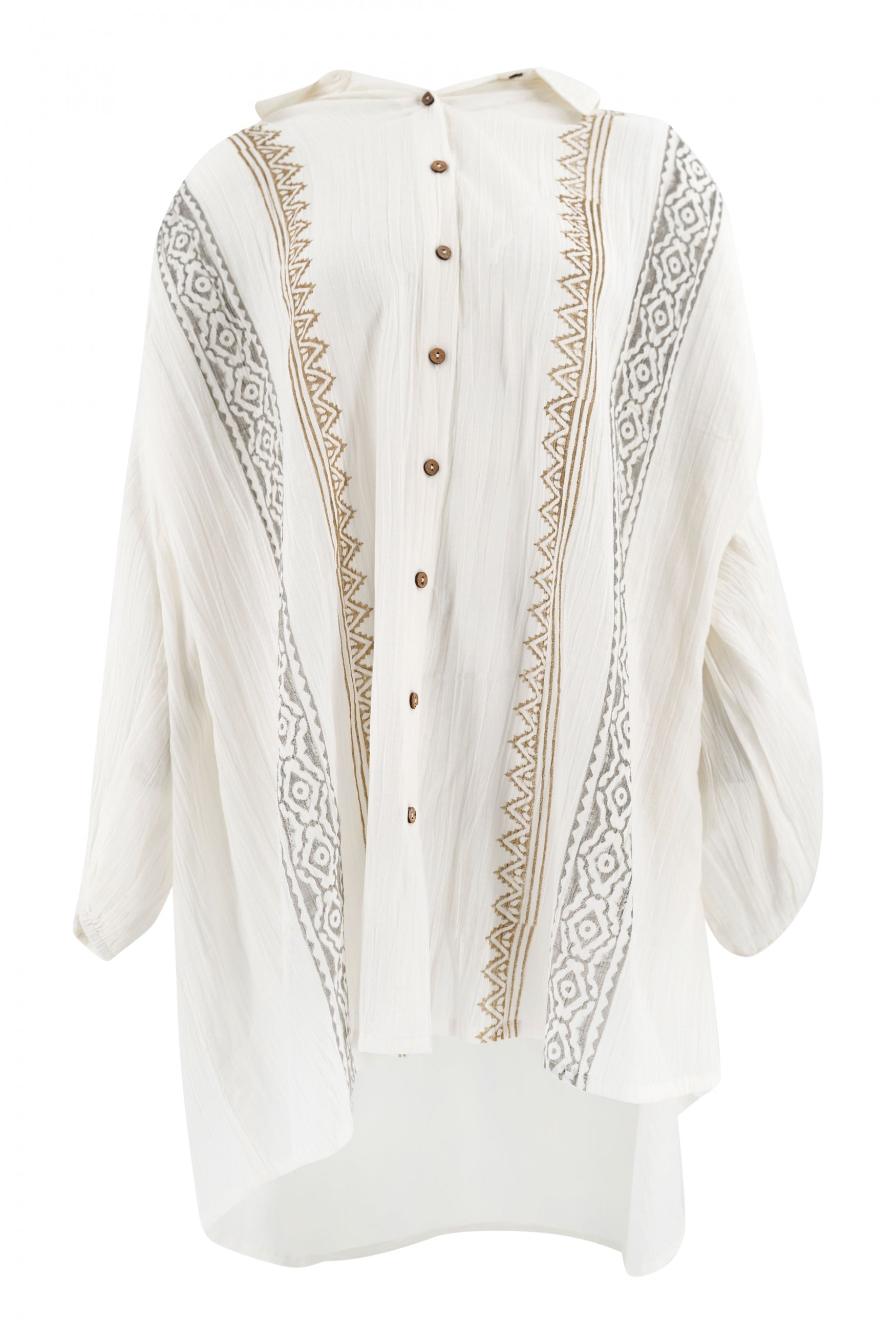 Bohemian blouse in white van ibzmode, Brands of Ibiza