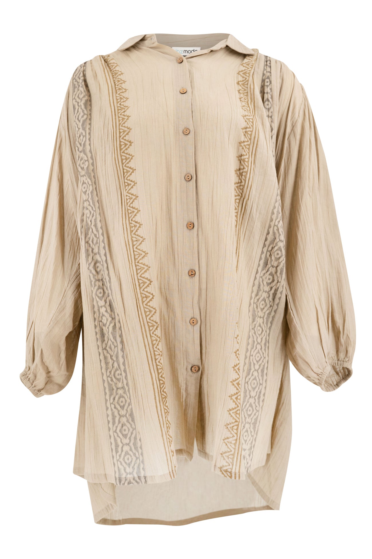 Bohemian blouse in sand van ibzmode, Brands of Ibiza