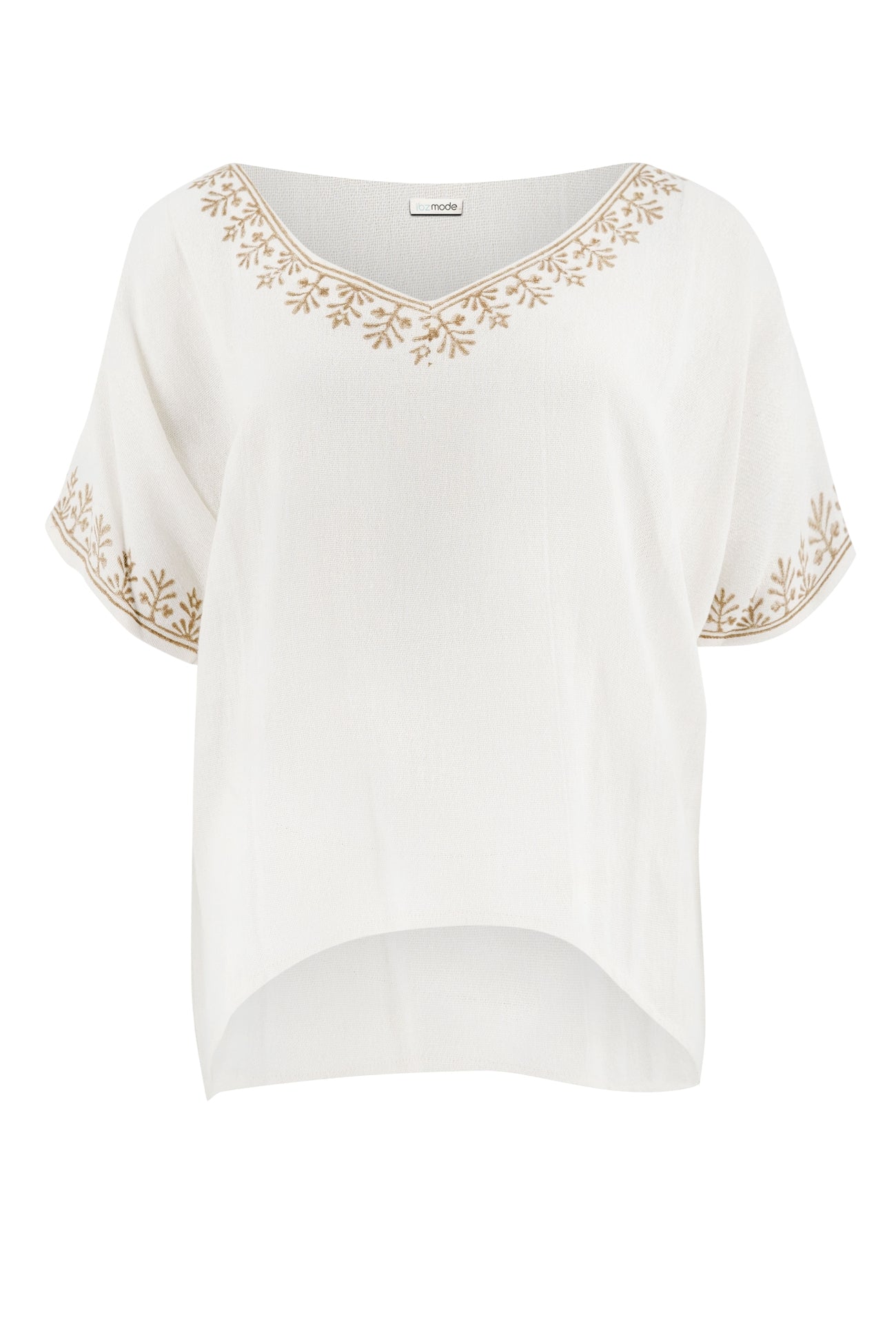 Bohemian top in white van ibzmode, Brands of Ibiza