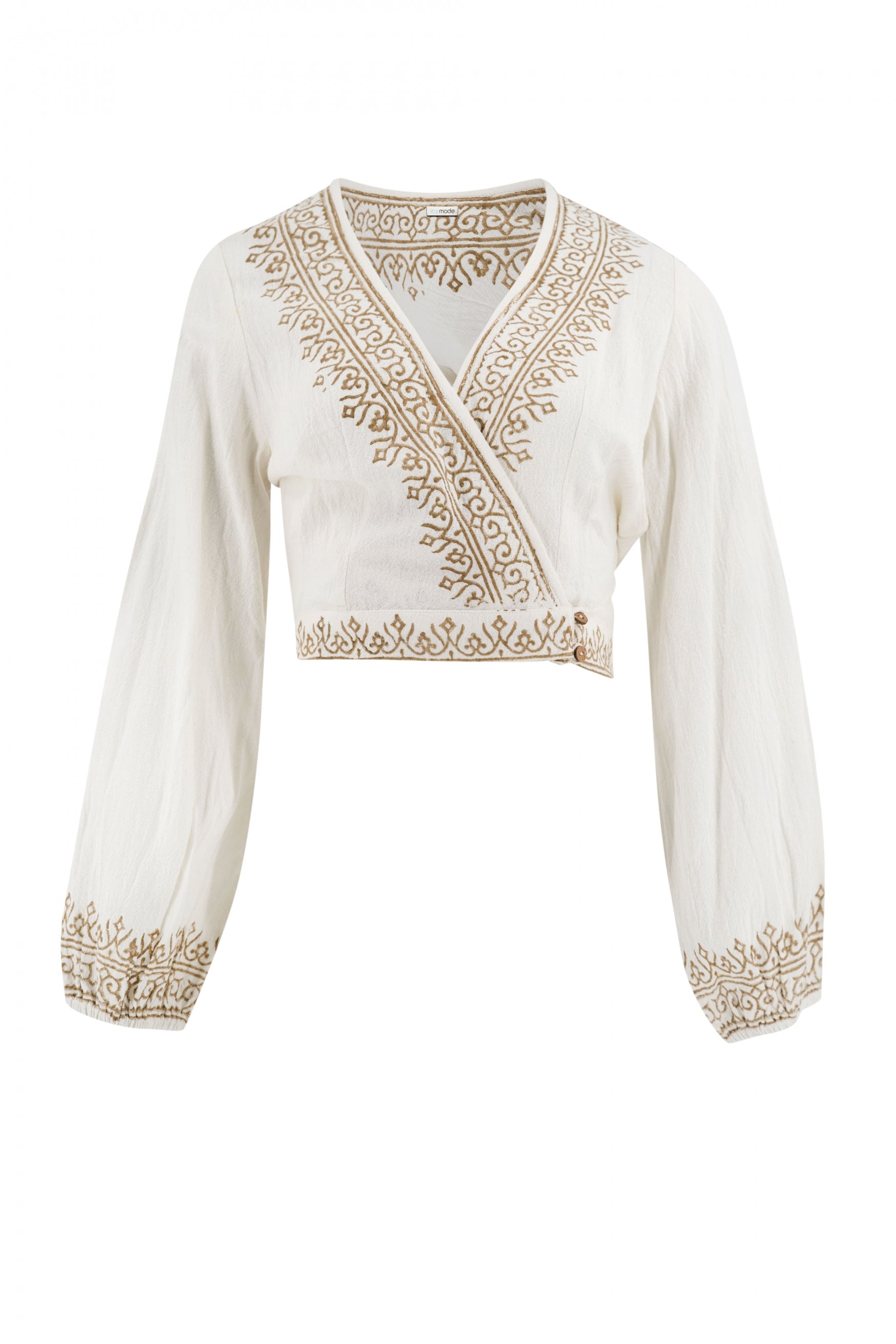 Bohemian top in white van ibzmode, Brands of Ibiza