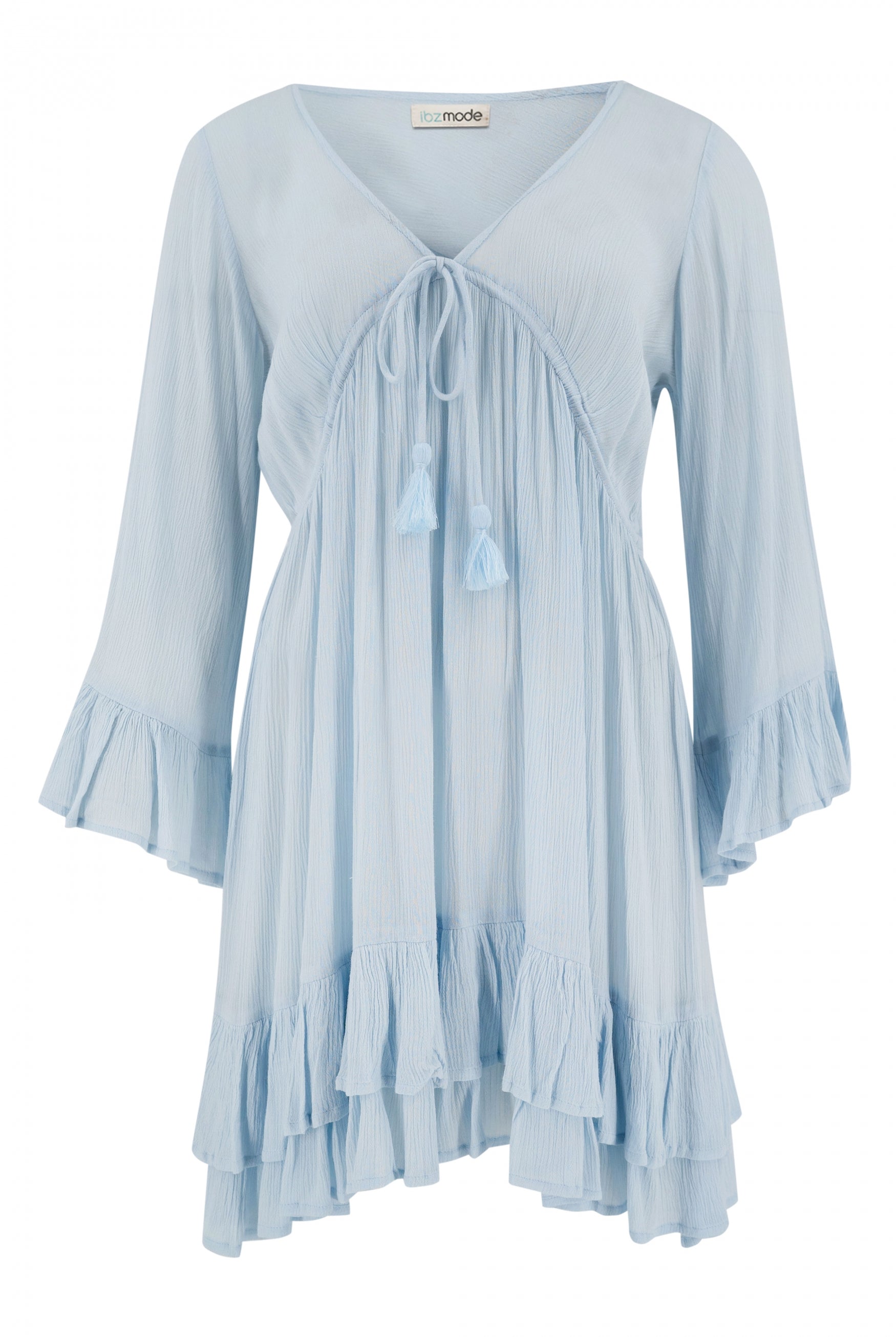 Bohemian jurk in pale blue van ibzmode, Brands of Ibiza