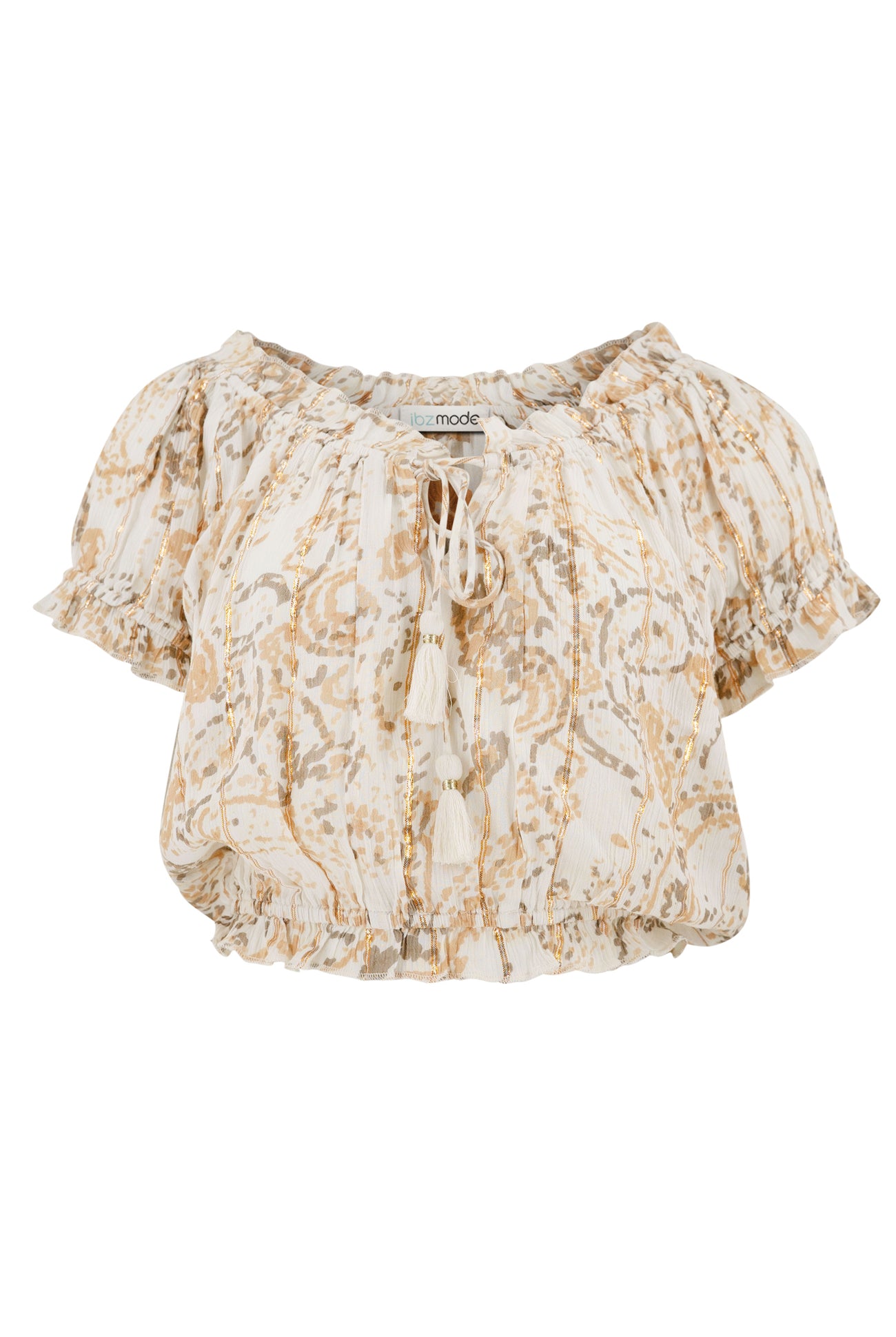 Bohemian top in sand van ibzmode, Brands of Ibiza