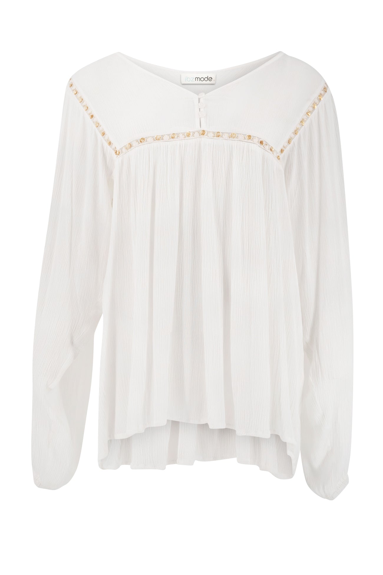 Bohemian blouse in ivory van ibzmode, Brands of Ibiza
