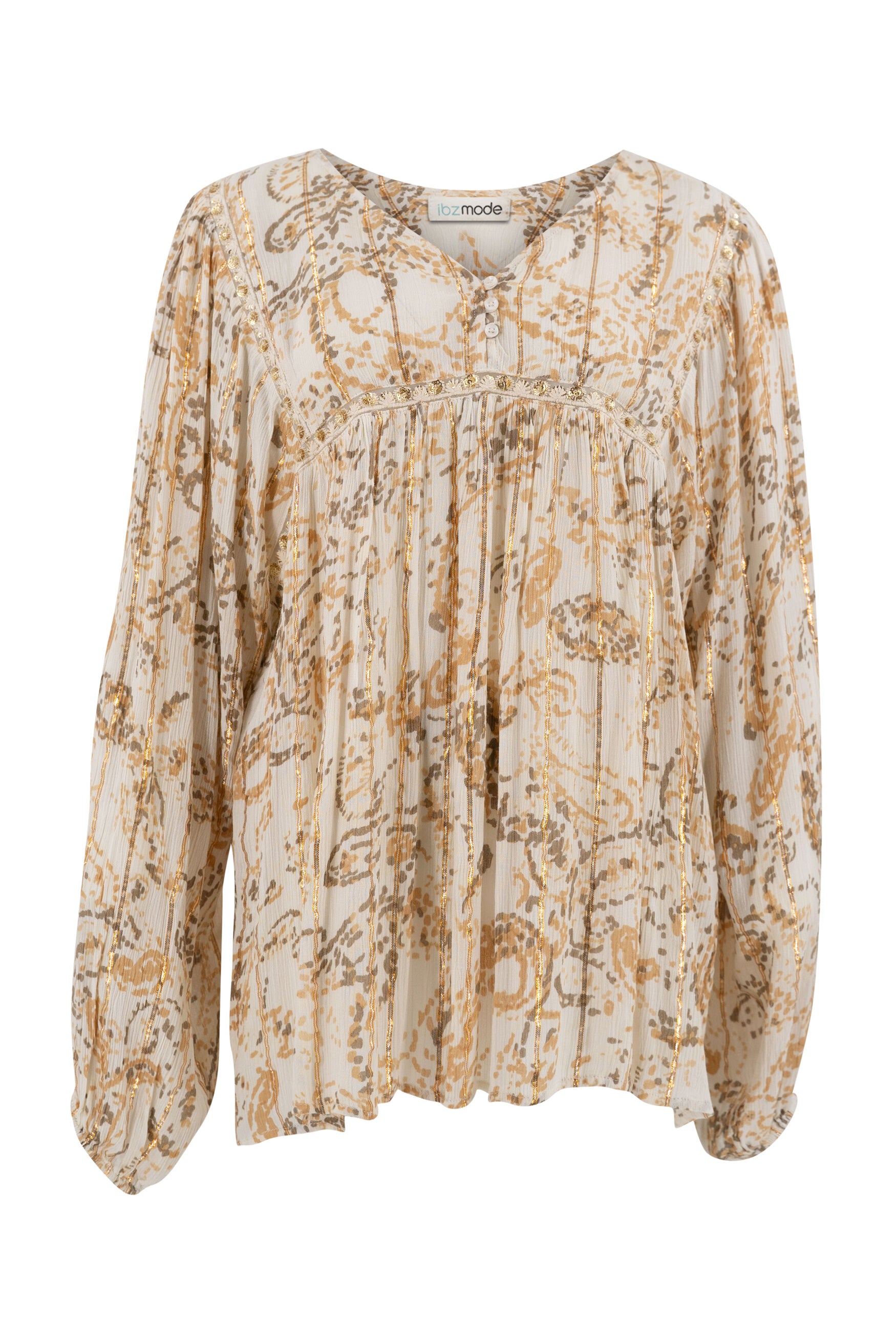Bohemian blouse in sand van ibzmode, Brands of Ibiza