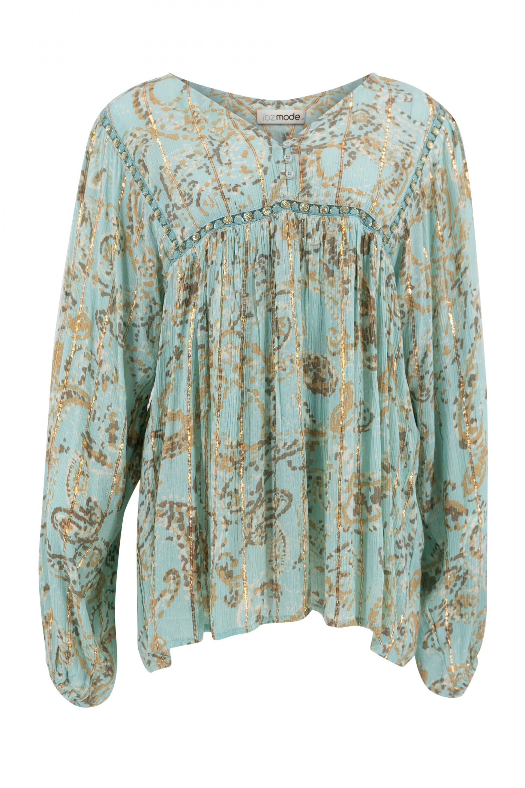Bohemian blouse in mint van ibzmode, Brands of Ibiza