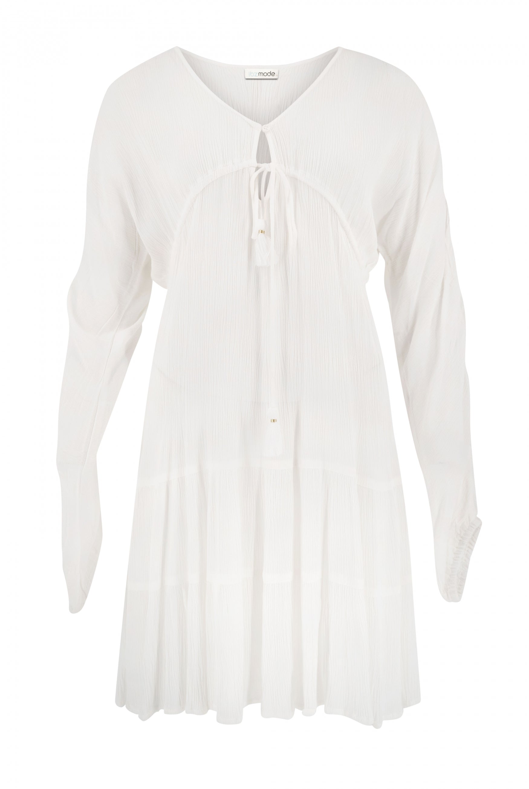 Bohemian jurk in white van ibzmode, Brands of Ibiza