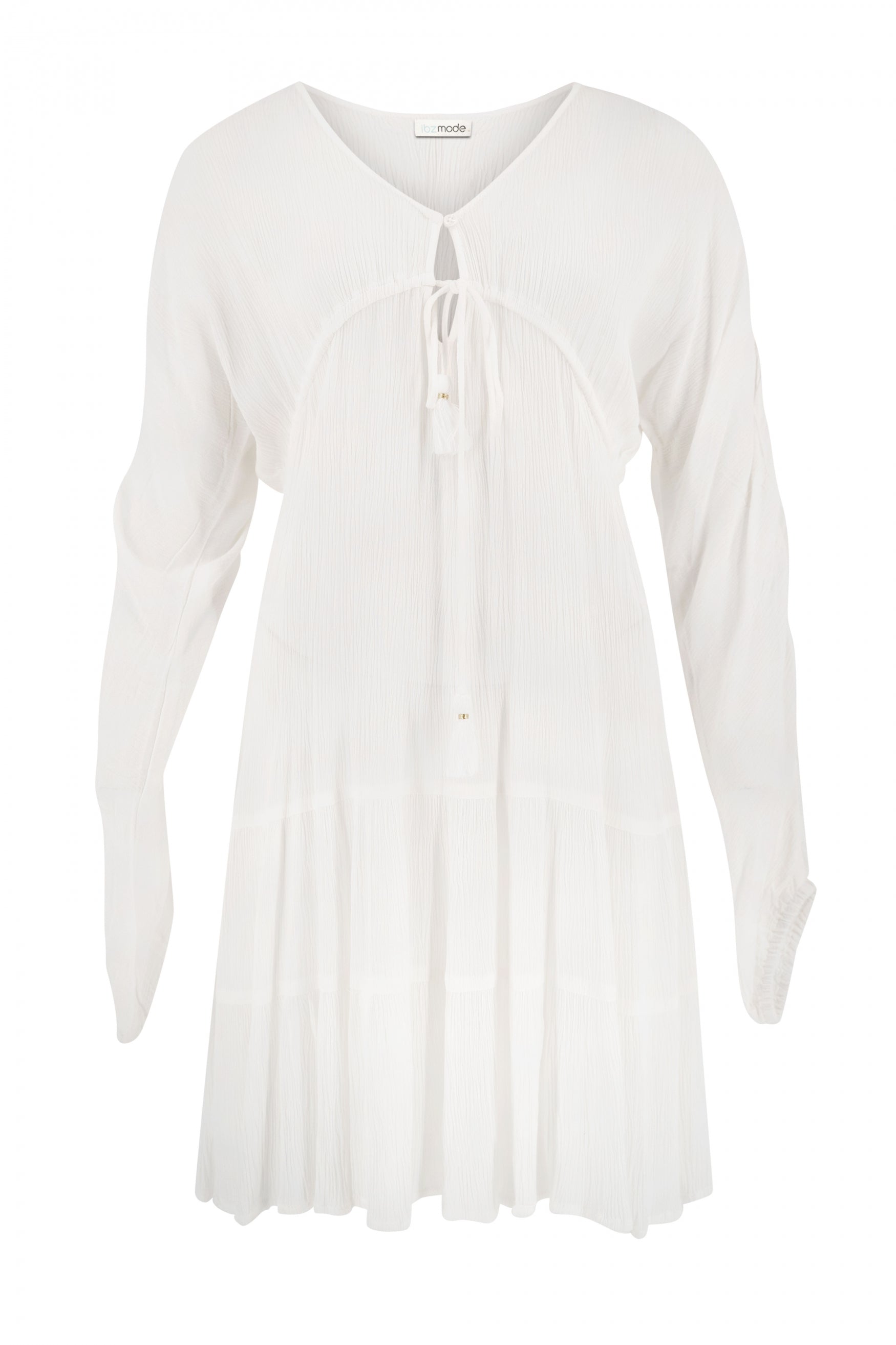 Bohemian jurk in white van ibzmode, Brands of Ibiza