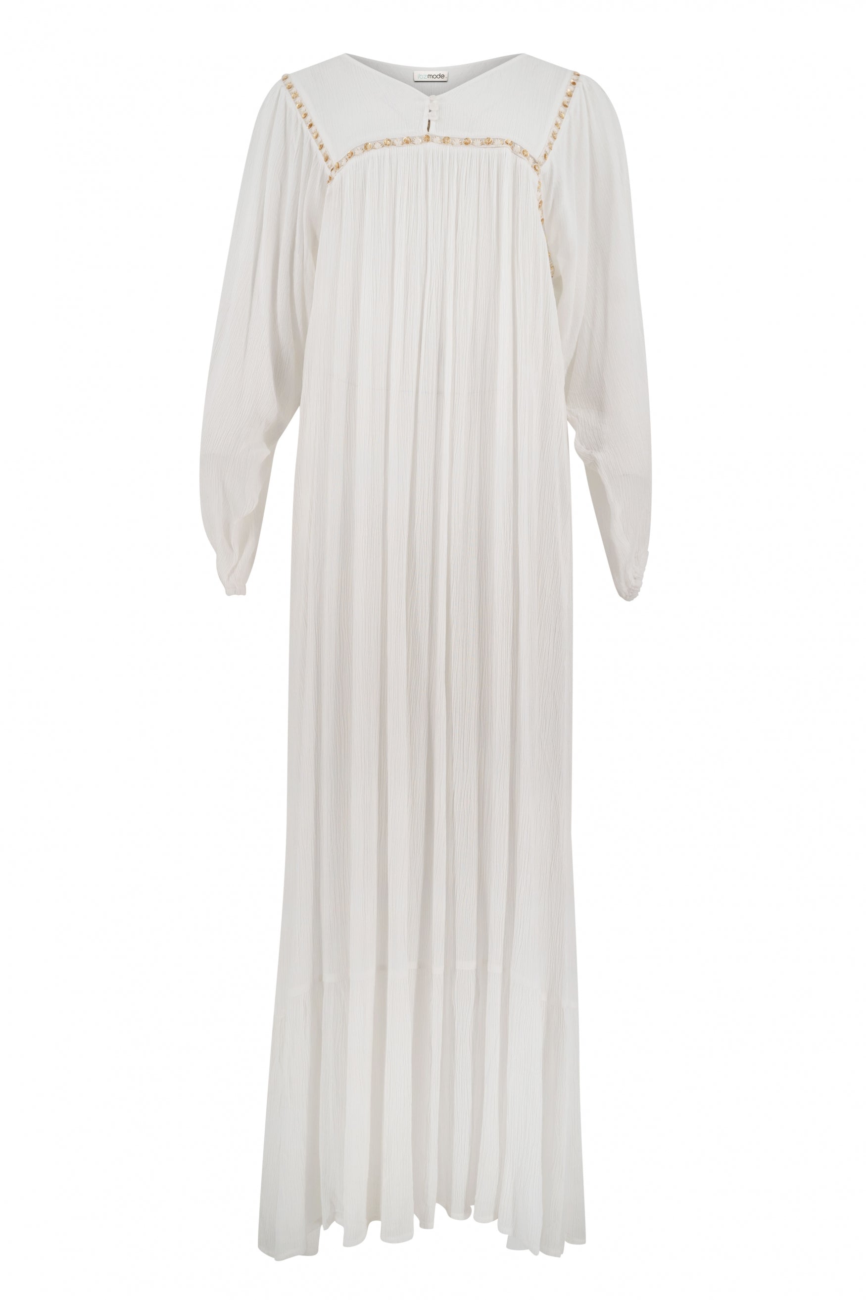 Bohemian jurk in white van ibzmode, Brands of Ibiza