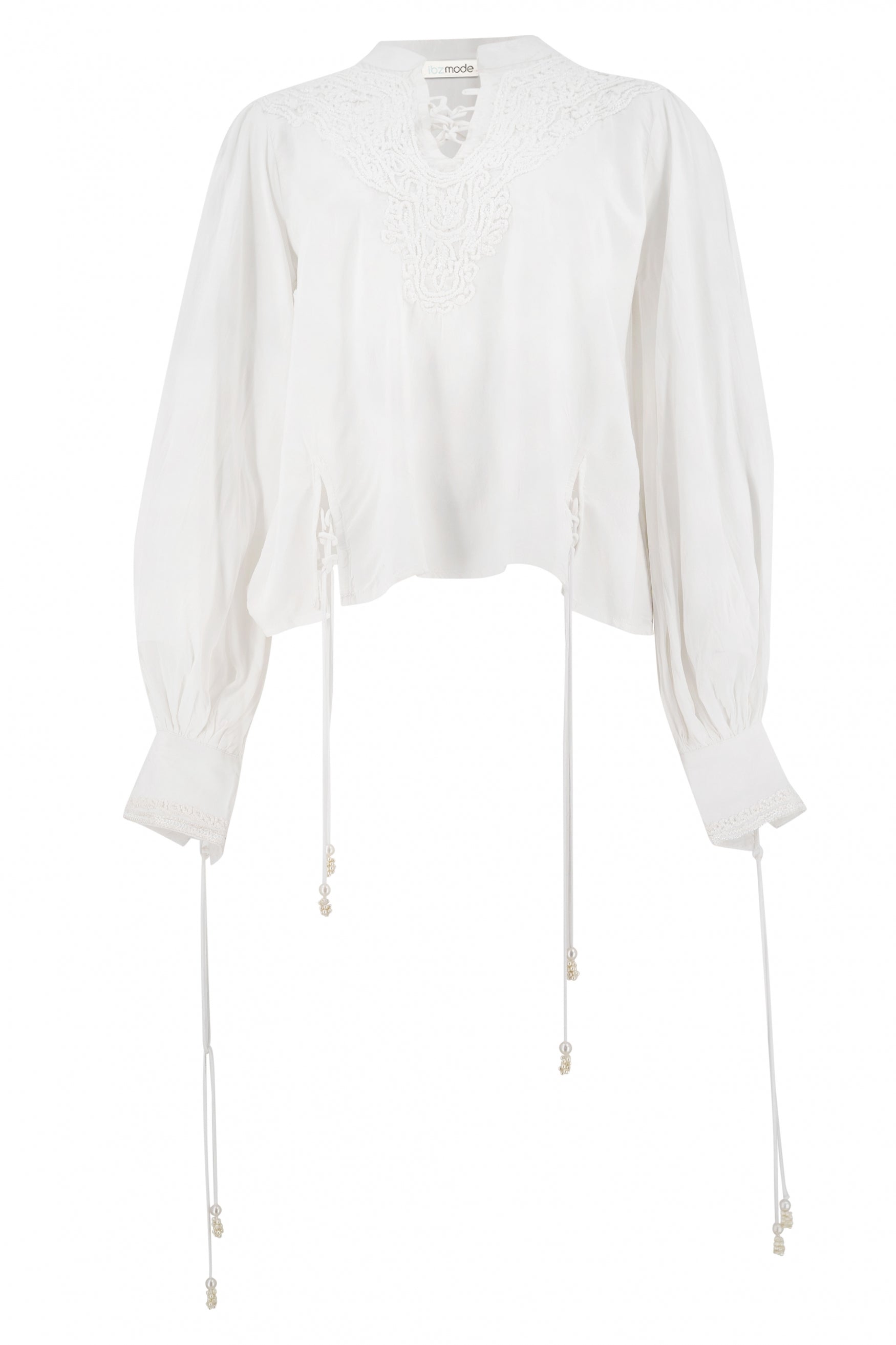 Bohemian blouse in white van ibzmode, Brands of Ibiza