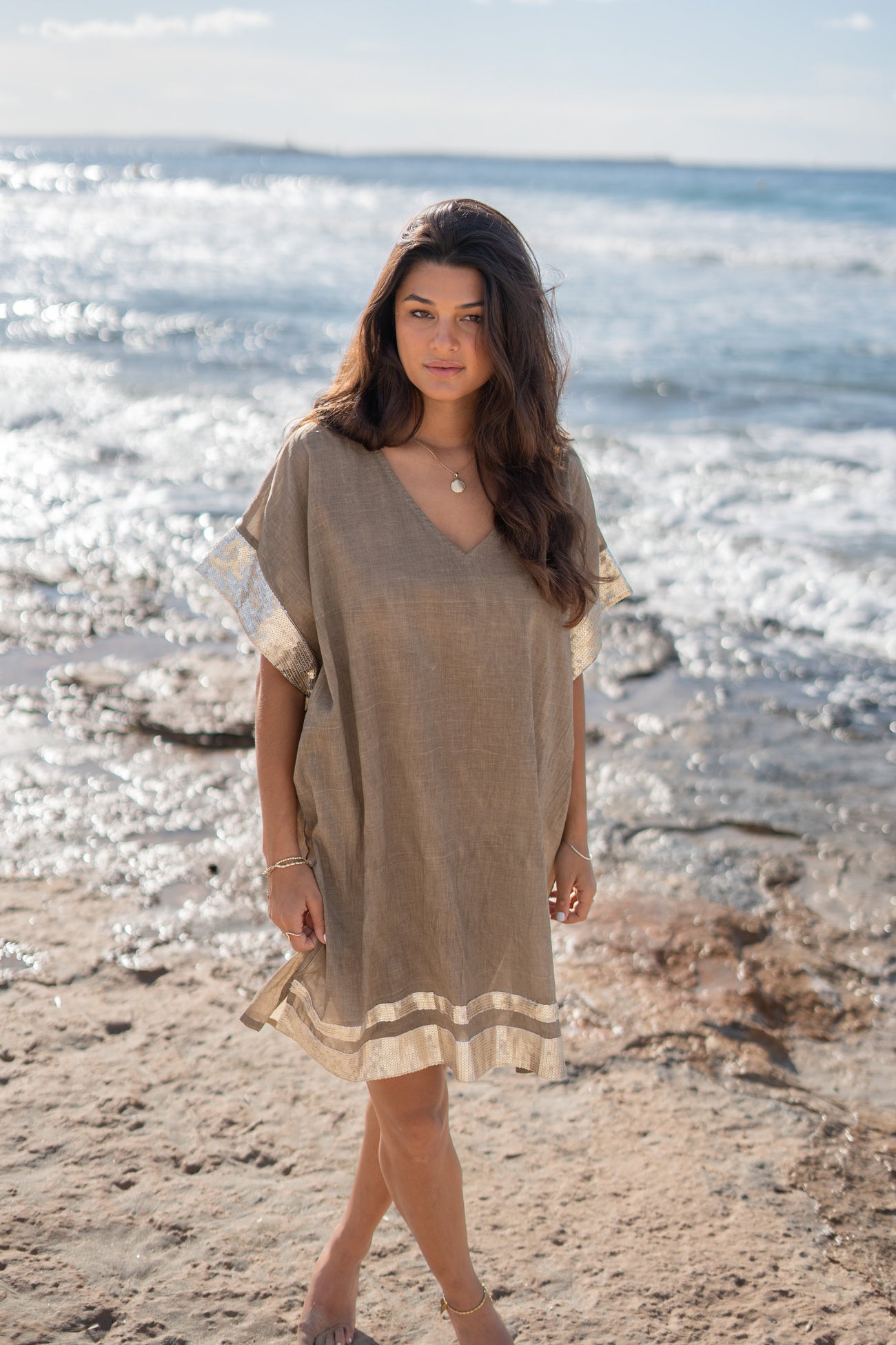 Bohemian-Kleid in Taupe von ibzmode, Brands of Ibiza