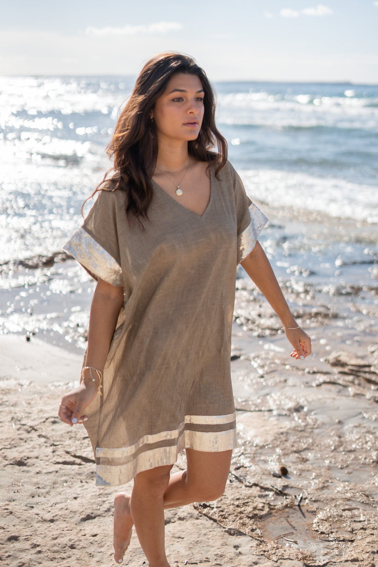 Bohemian-Kleid in Taupe von ibzmode, Brands of Ibiza