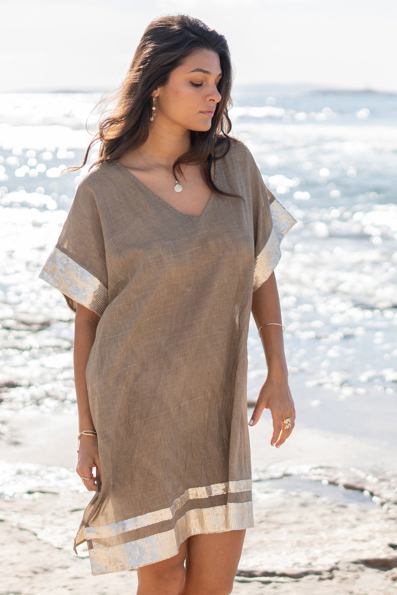 Bohemian-Kleid in Taupe von ibzmode, Brands of Ibiza