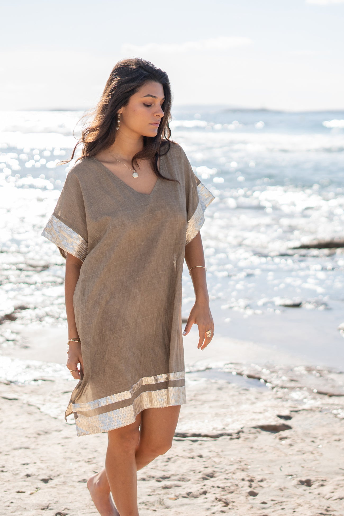 Bohemian-Kleid in Taupe von ibzmode, Brands of Ibiza