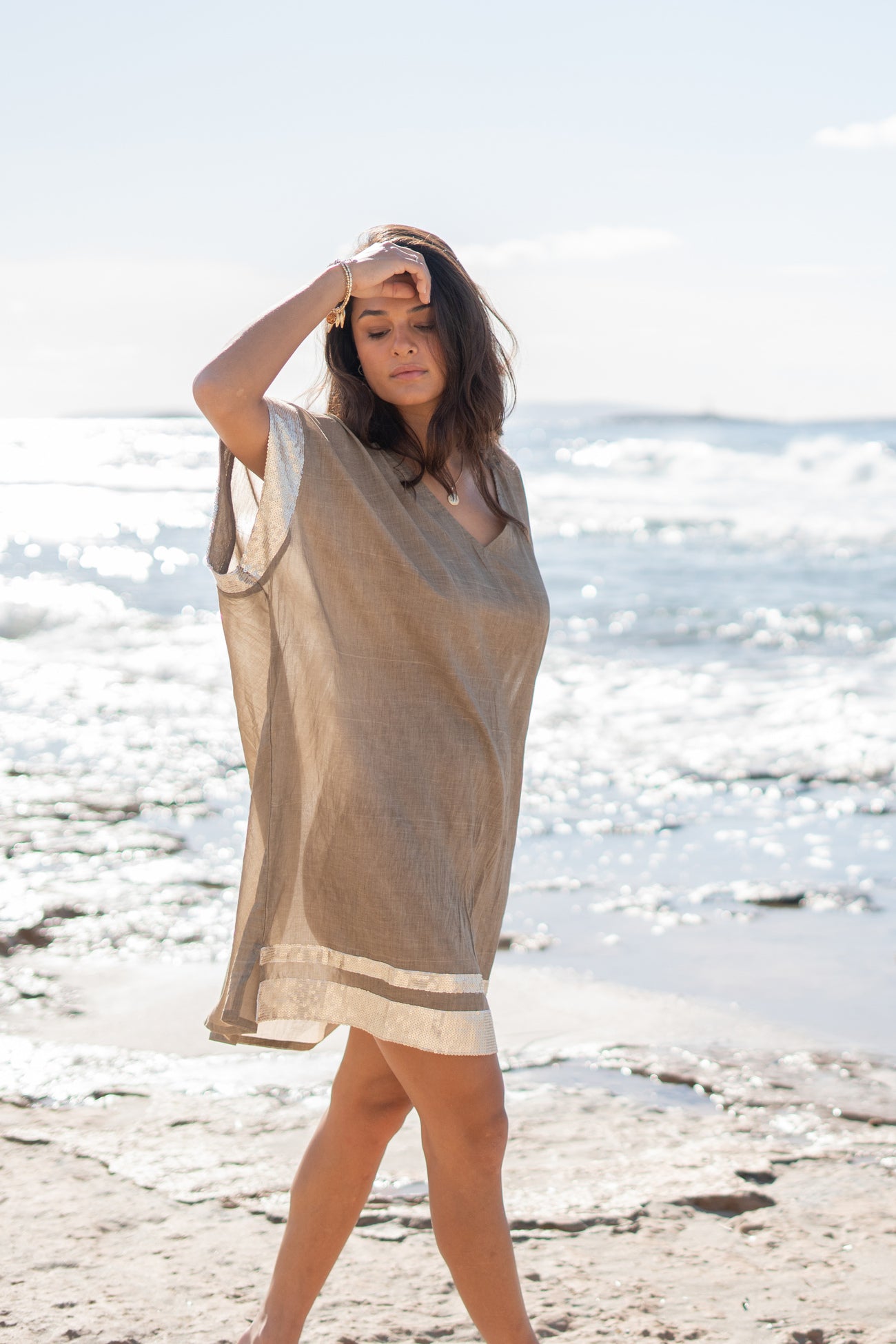 Bohemian-Kleid in Taupe von ibzmode, Brands of Ibiza