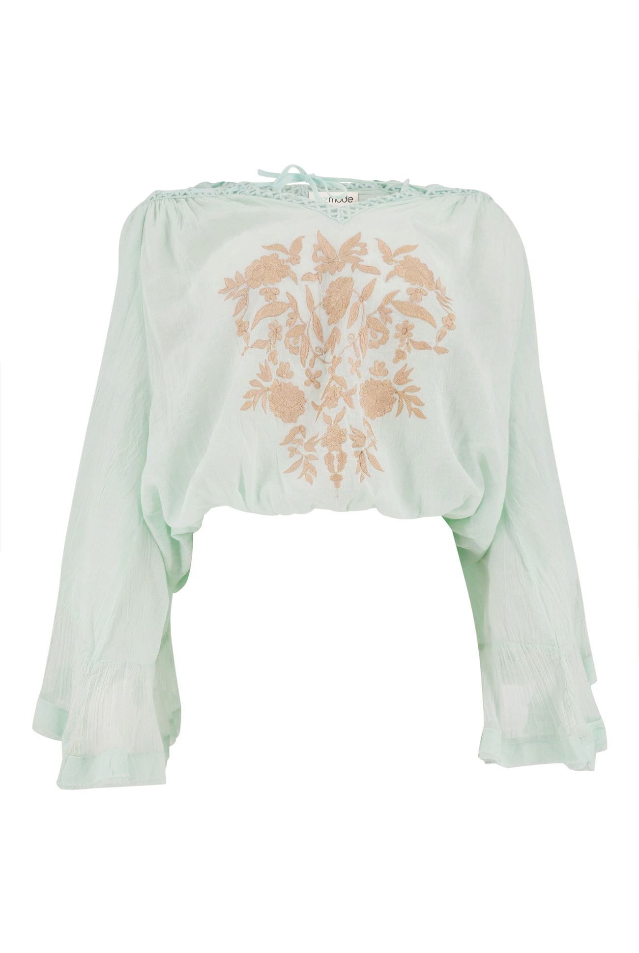 Mint-colored Bohemian blouse by ibzmode, Brands of Ibiza