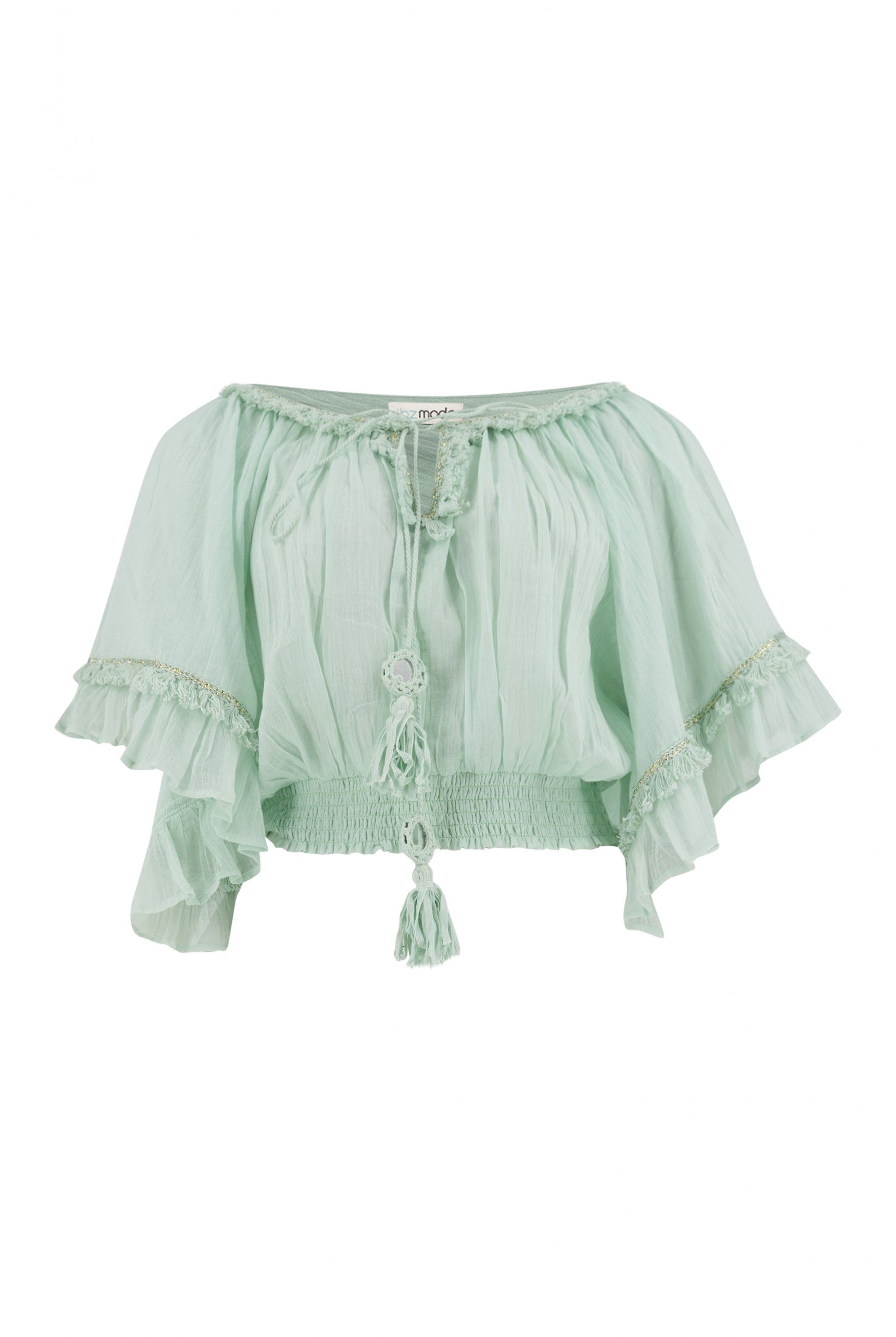 Bohemian top in mint van ibzmode, Brands of Ibiza