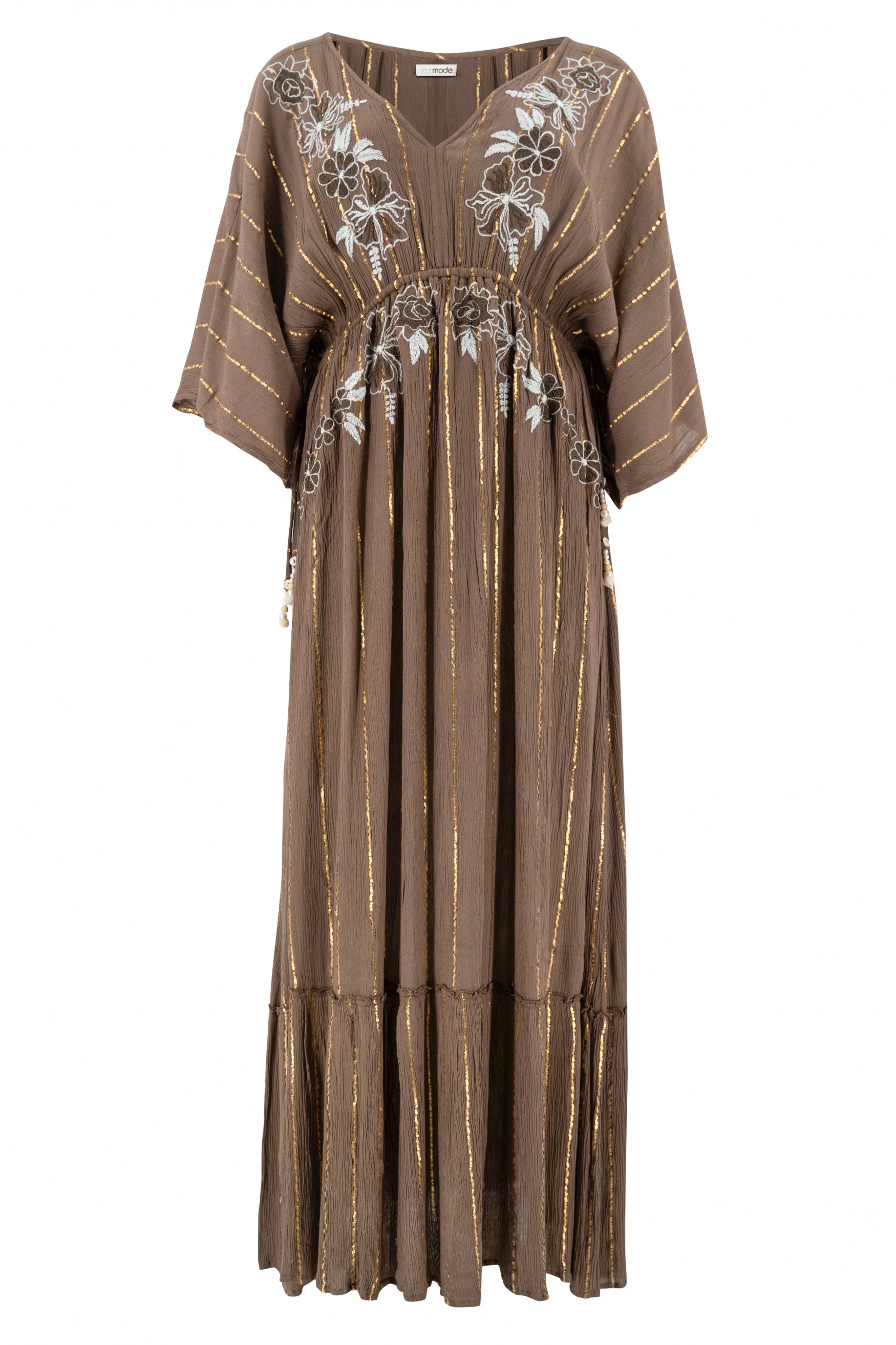 Bohemian jurk in taupe van ibzmode, Brands of Ibiza