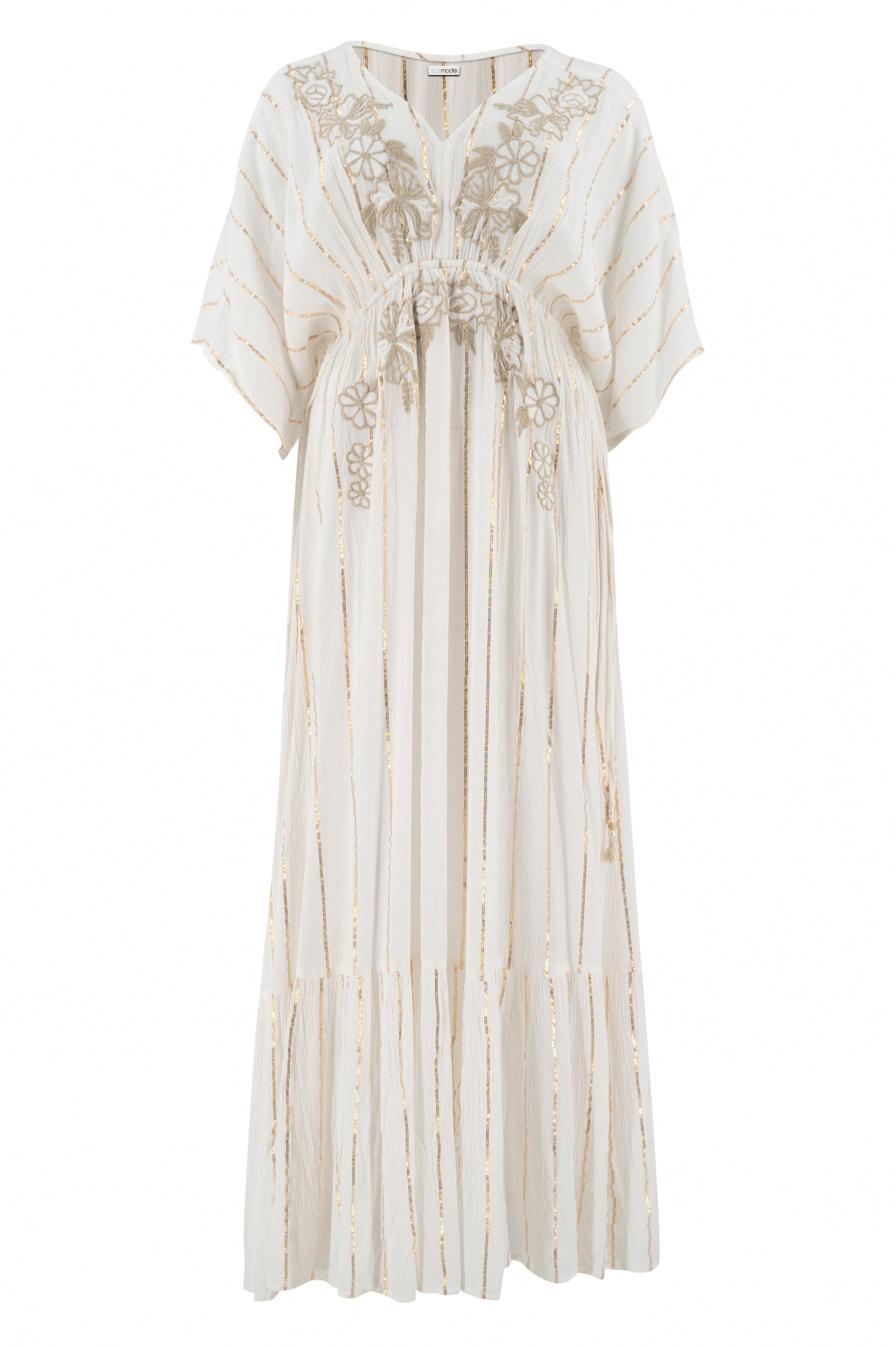 Bohemian jurk in white van ibzmode, Brands of Ibiza