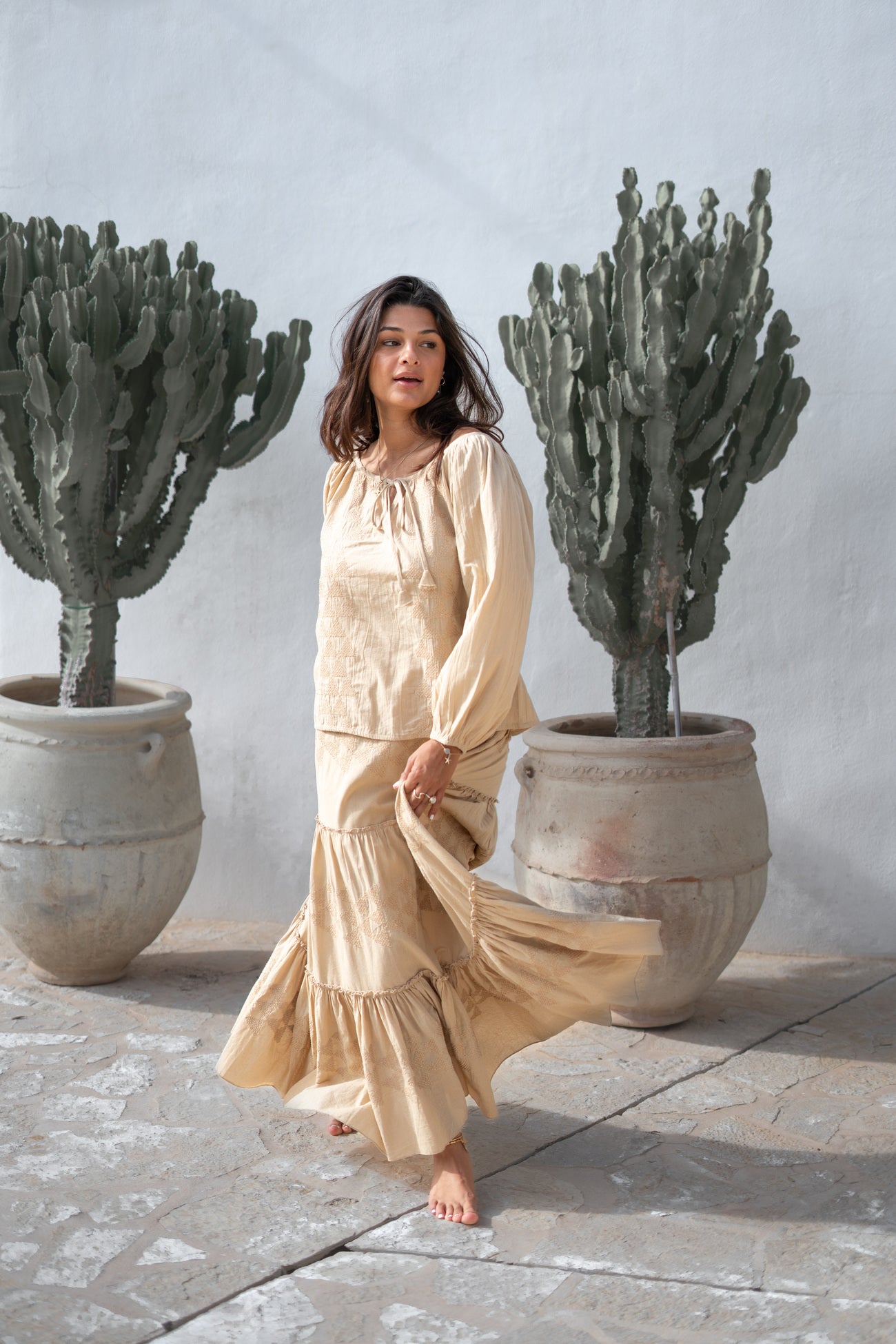 Bohemian rok in sand van ibzmode, Brands of Ibiza