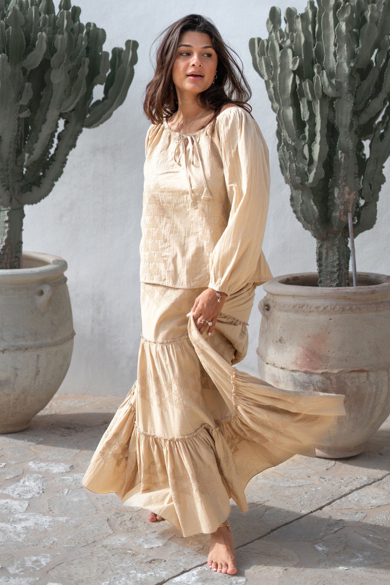 Bohemian rok in sand van ibzmode, Brands of Ibiza