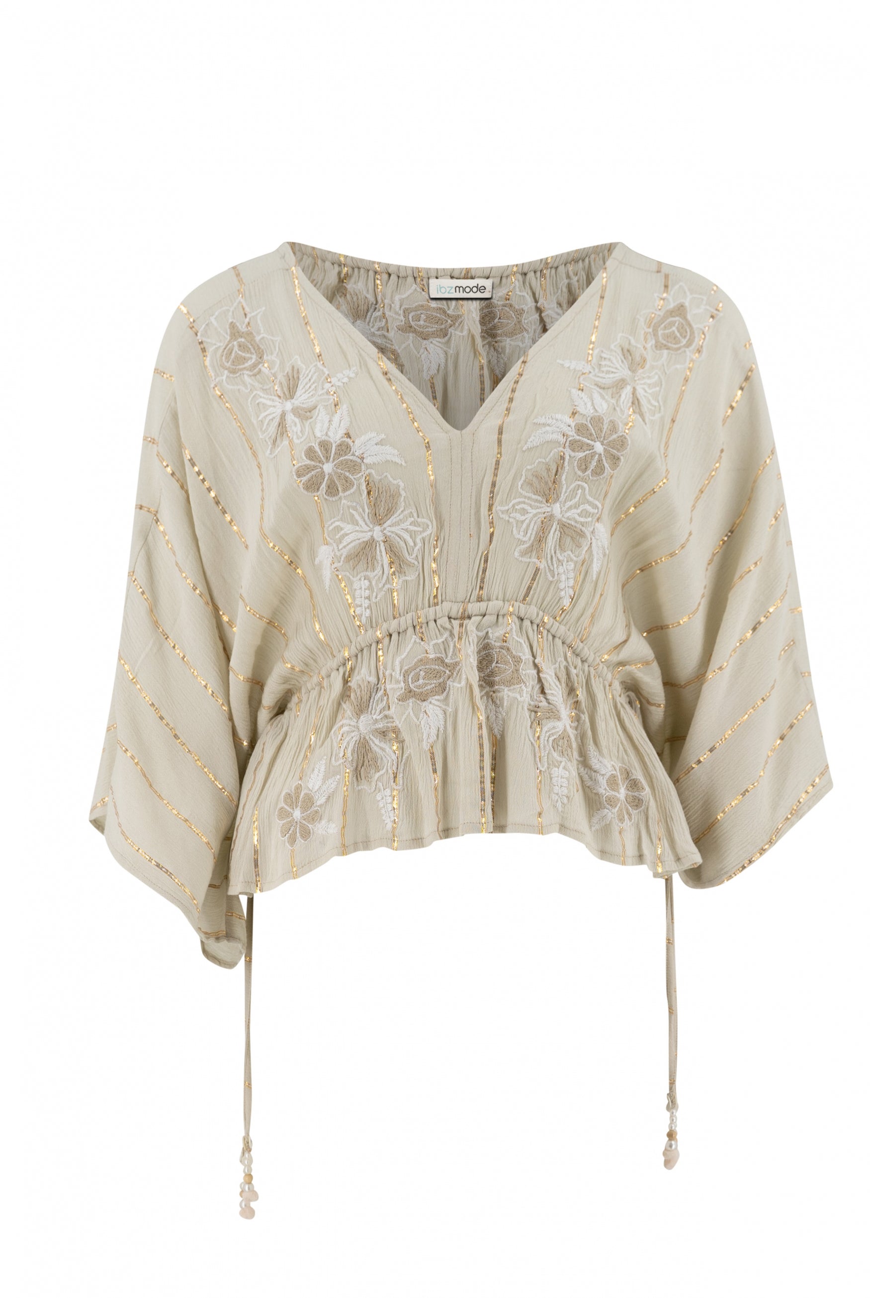 Bohemian top in sand van ibzmode, Brands of Ibiza