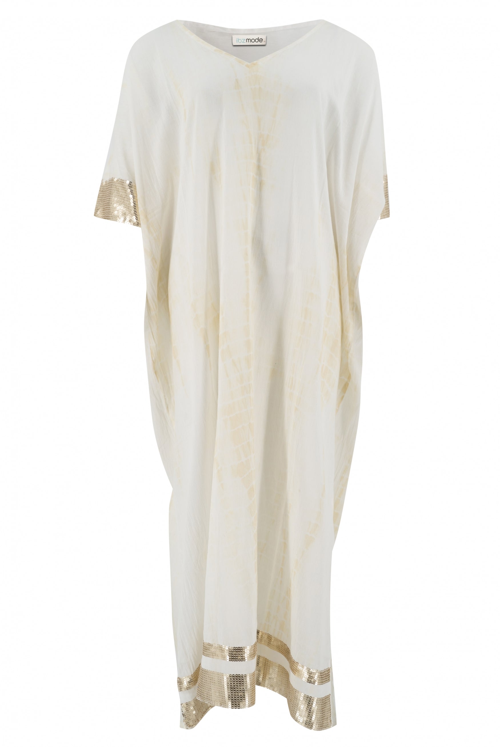 Vêtement bohème en tie-dye blanc de la marque ibzmode, Brands of Ibiza