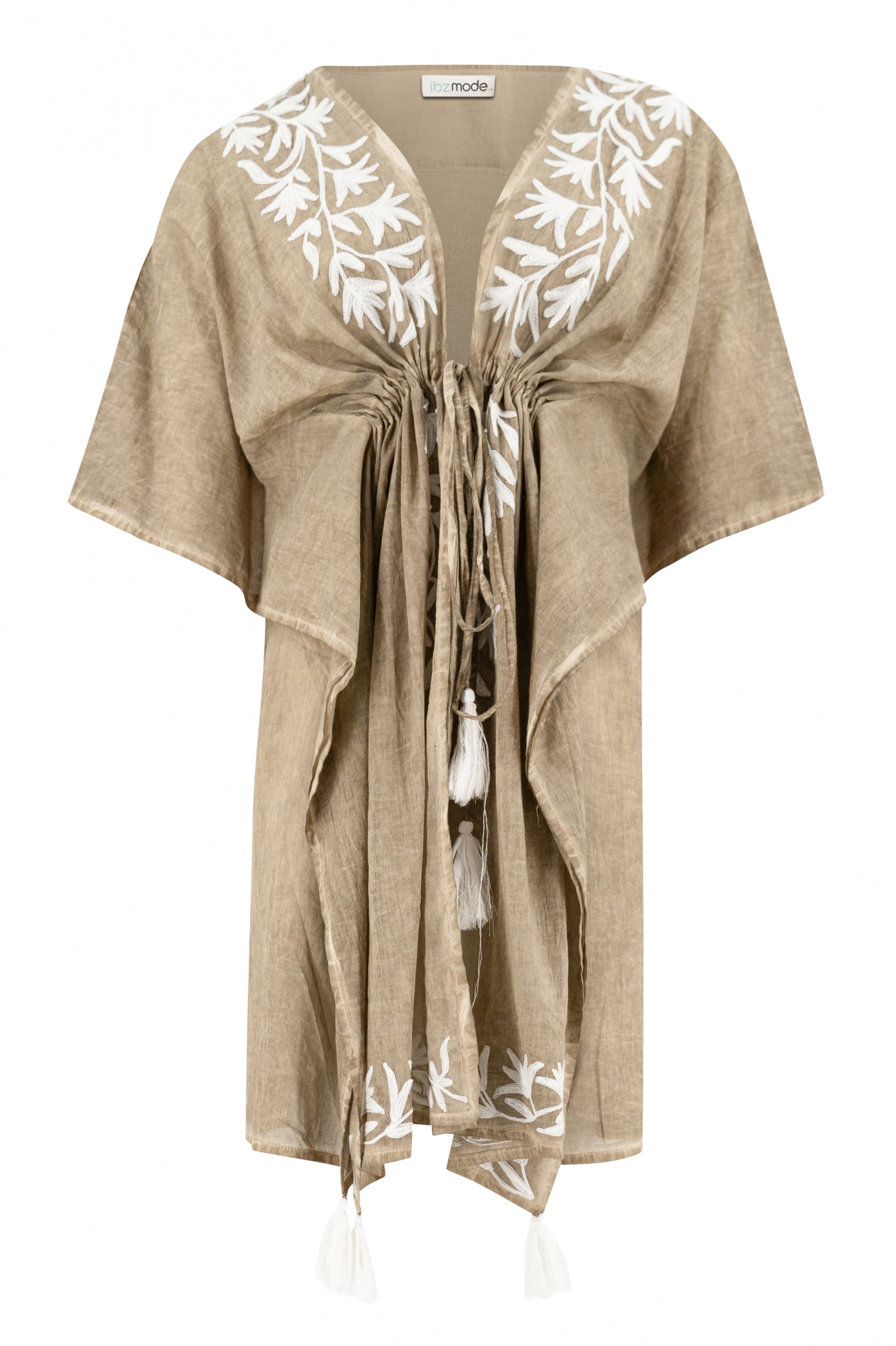 Bohemian kimono in taupe van ibzmode, Brands of Ibiza