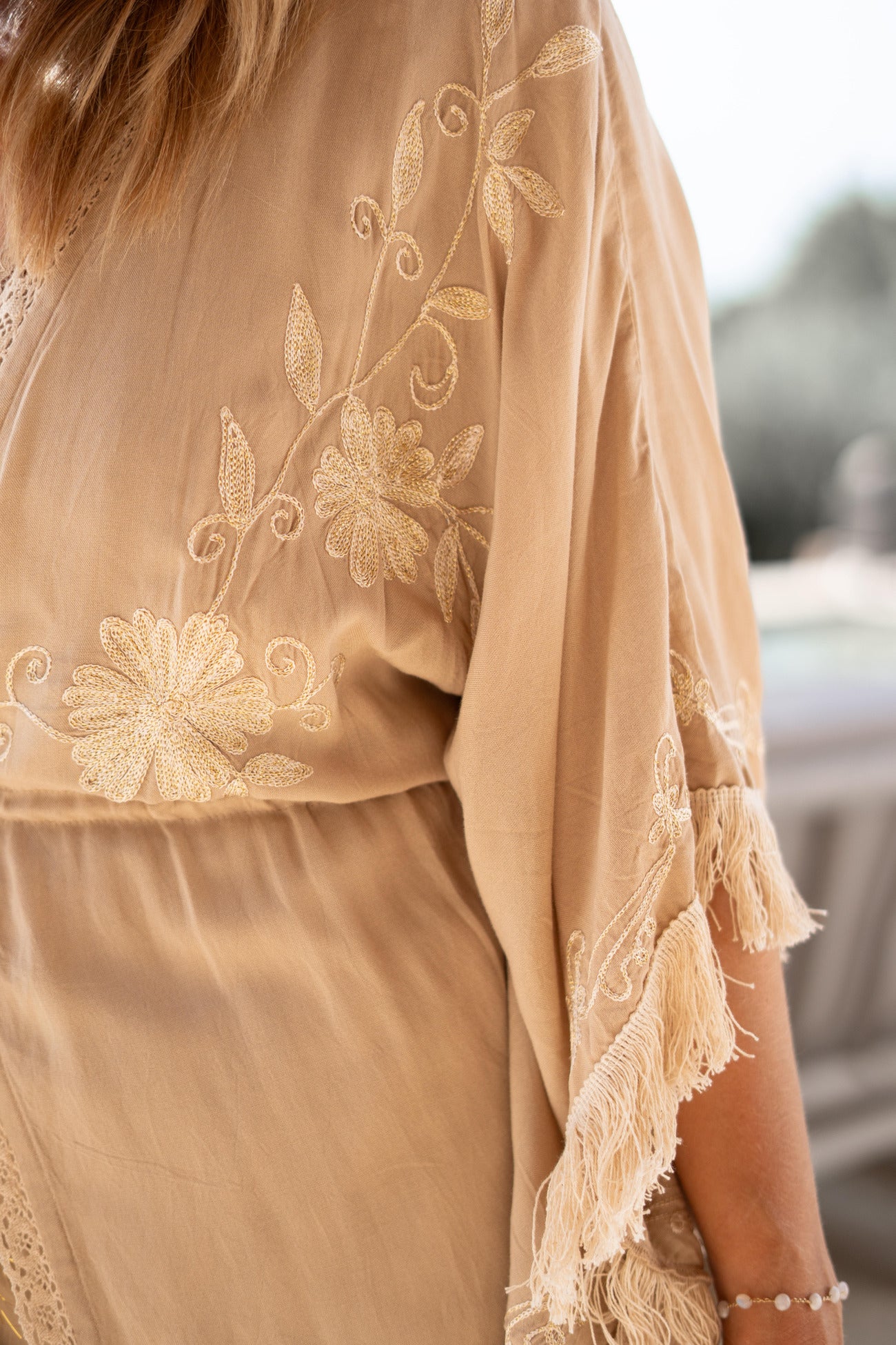 Bohemian kimono in sand van ibzmode, Brands of Ibiza