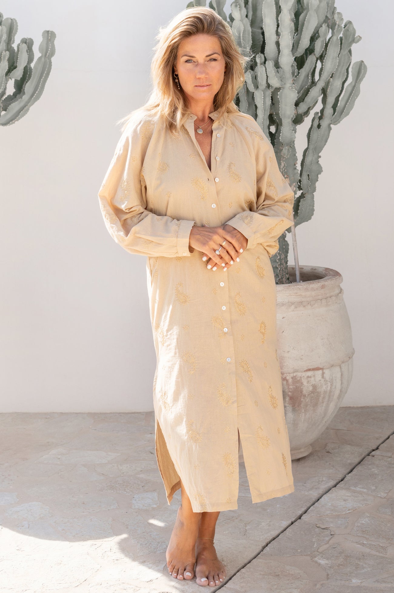 Bohemian jurk in sand van ibzmode, Brands of Ibiza