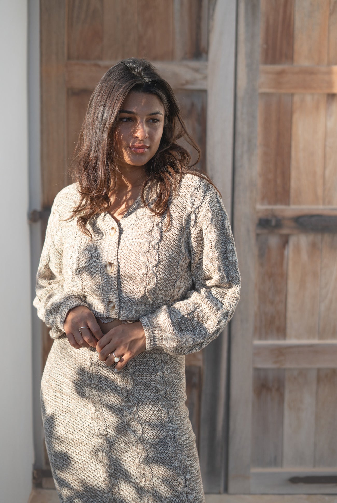 Falda bohemia en topo claro de ibzmode, Marcas de Ibiza