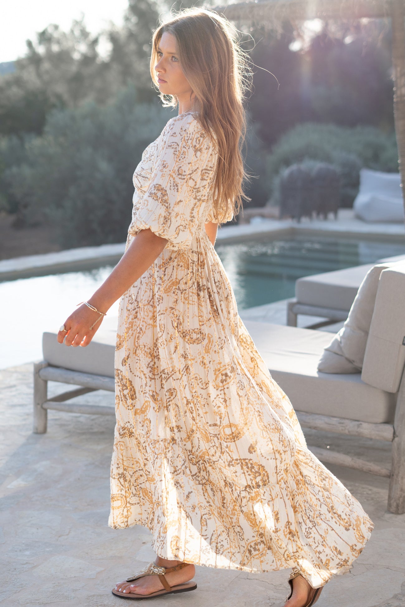 Bohemian jurk in sand van ibzmode, Brands of Ibiza