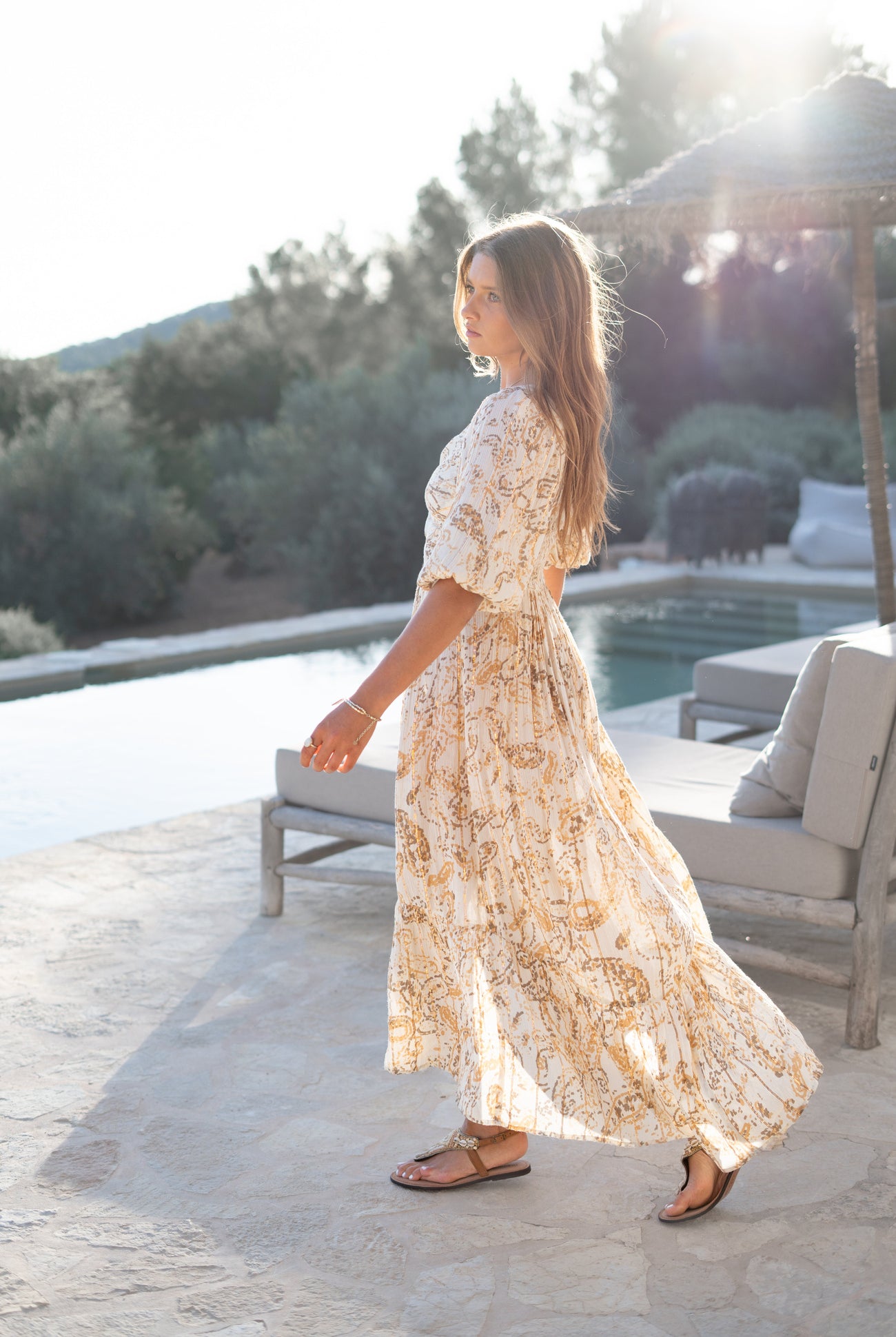 Bohemian jurk in sand van ibzmode, Brands of Ibiza