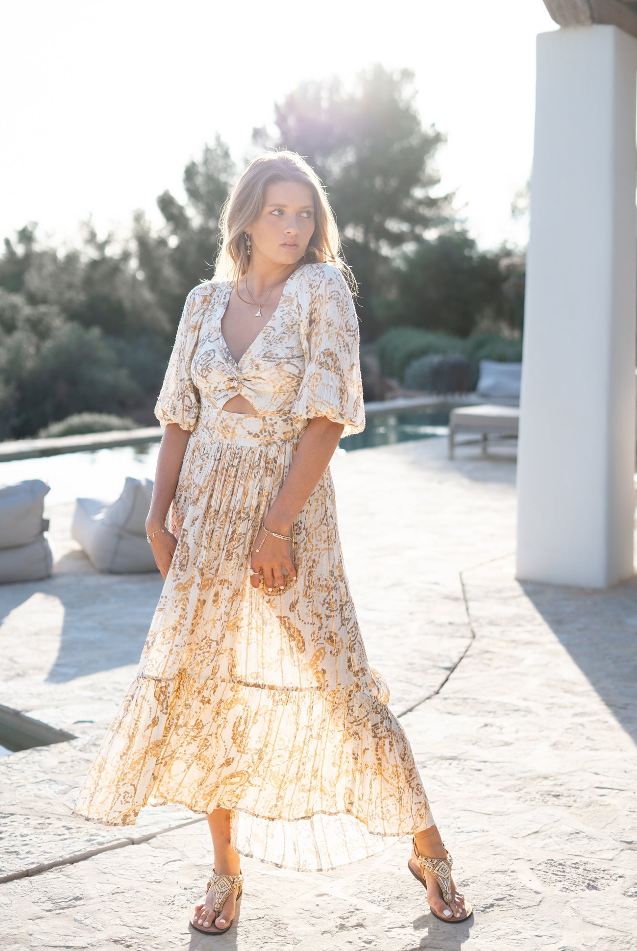 Bohemian jurk in sand van ibzmode, Brands of Ibiza