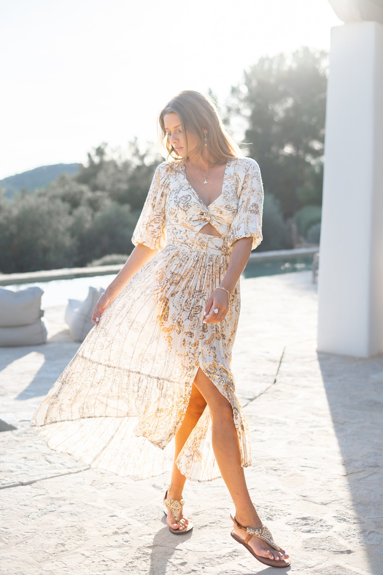 Bohemian jurk in sand van ibzmode, Brands of Ibiza